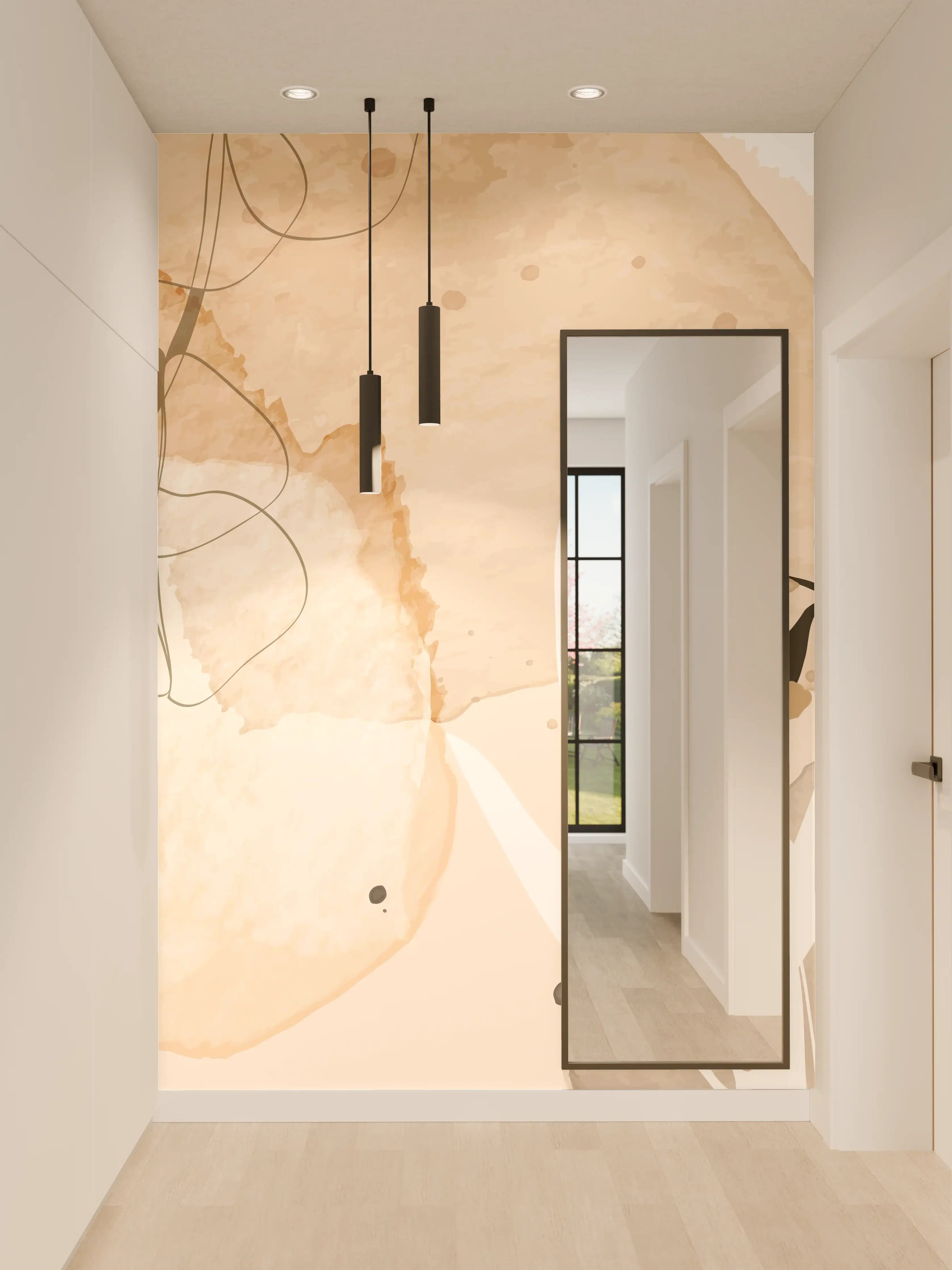 Wandverkleidung Flur - Abstrakte Beige-Töne Kunst