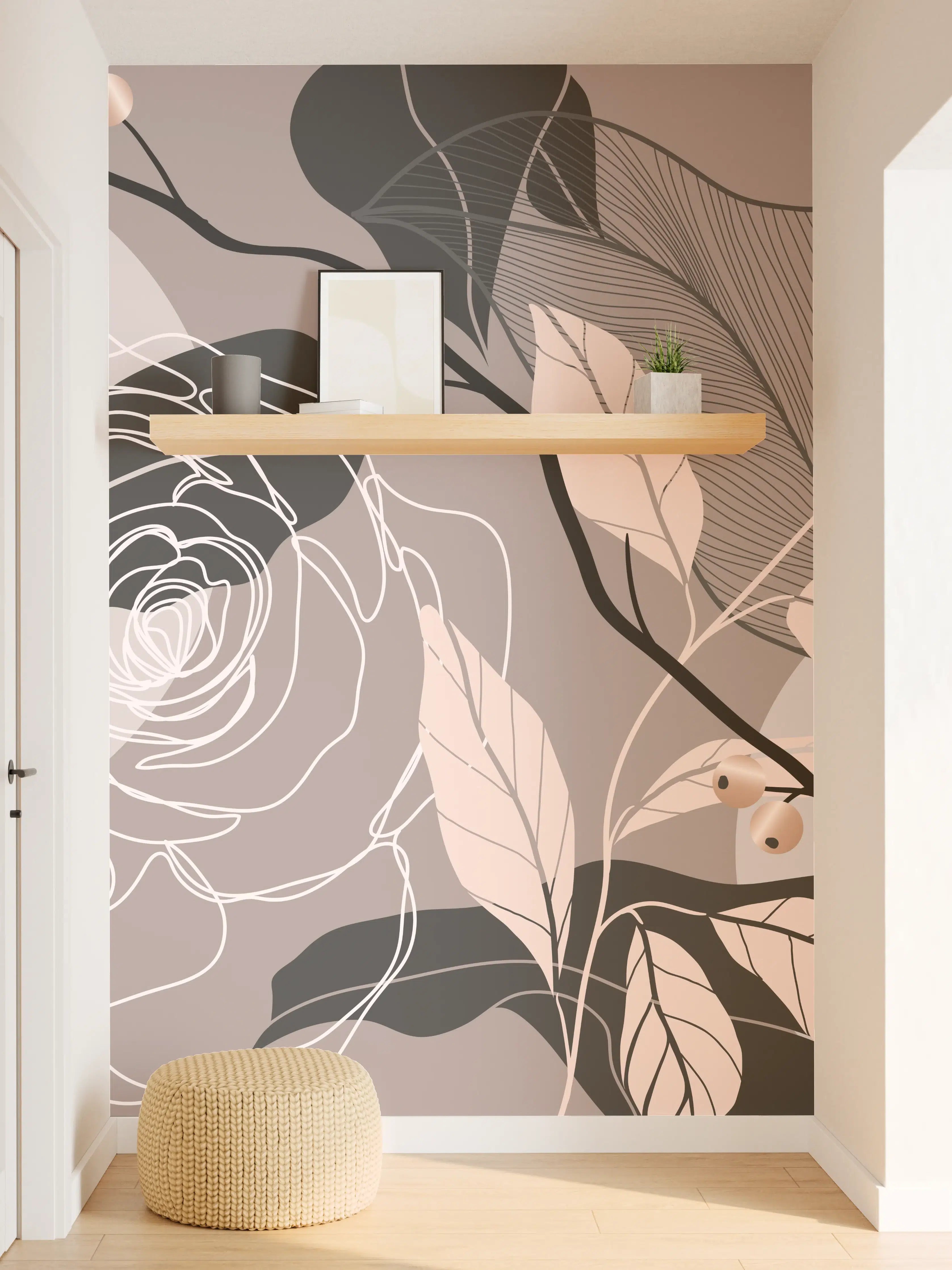 Wandverkleidung Flur - Abstrakte Blumen Illustration