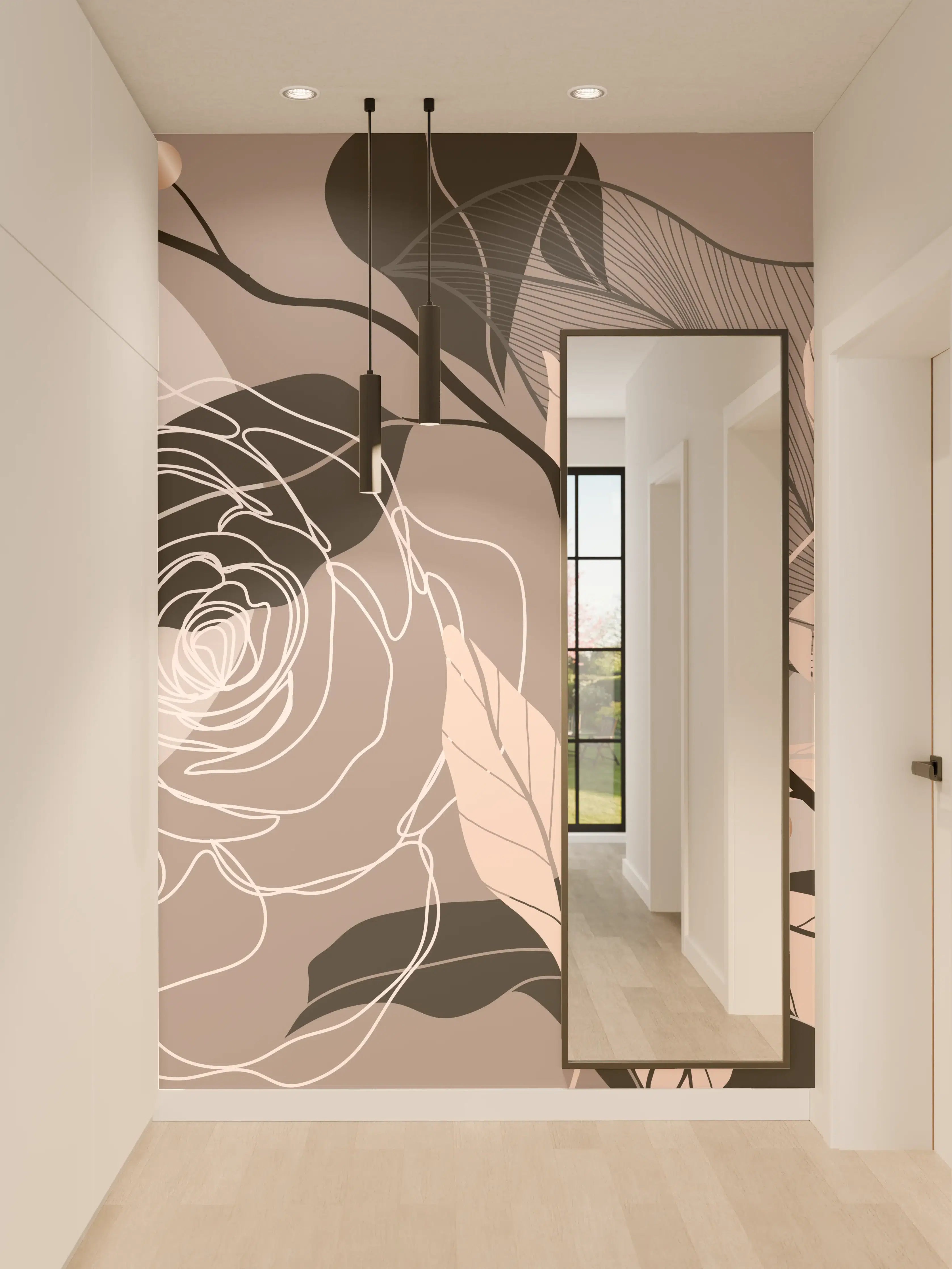 Wandverkleidung Flur - Abstrakte Blumen Illustration
