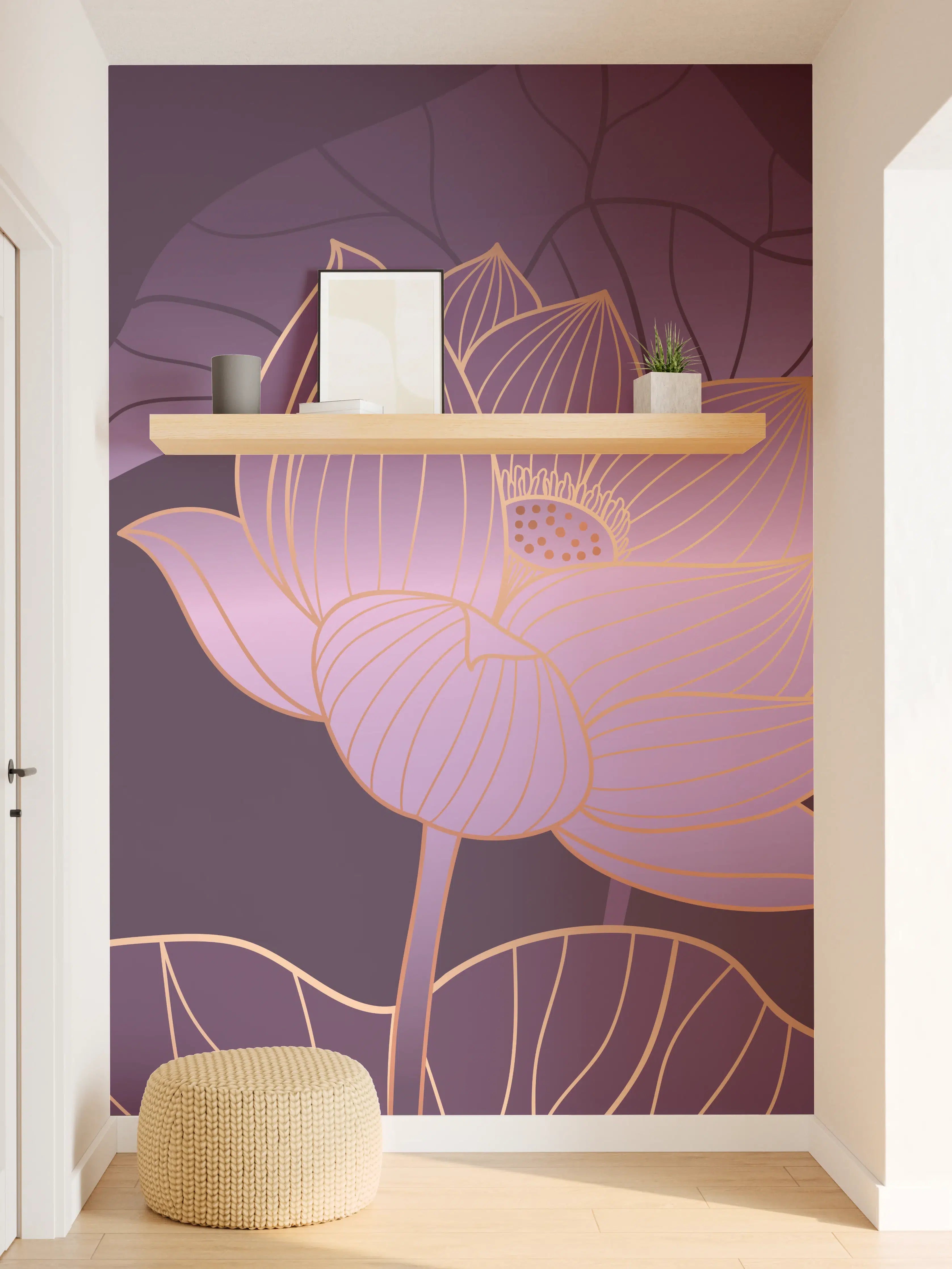 Wandverkleidung Flur - Abstrakte Lila Lotus Illustration
