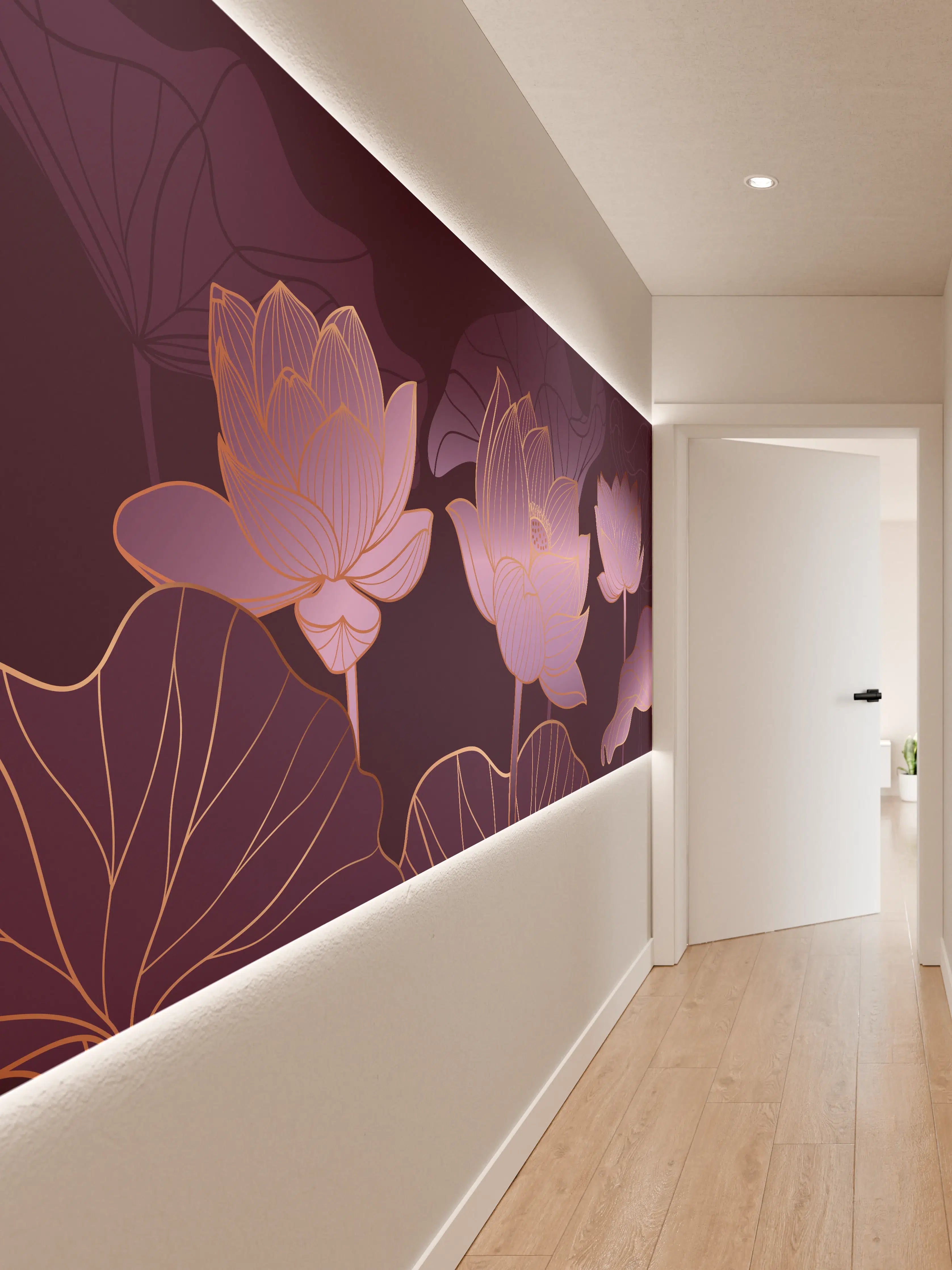 Wandverkleidung Flur - Abstrakte Lila Lotus Illustration