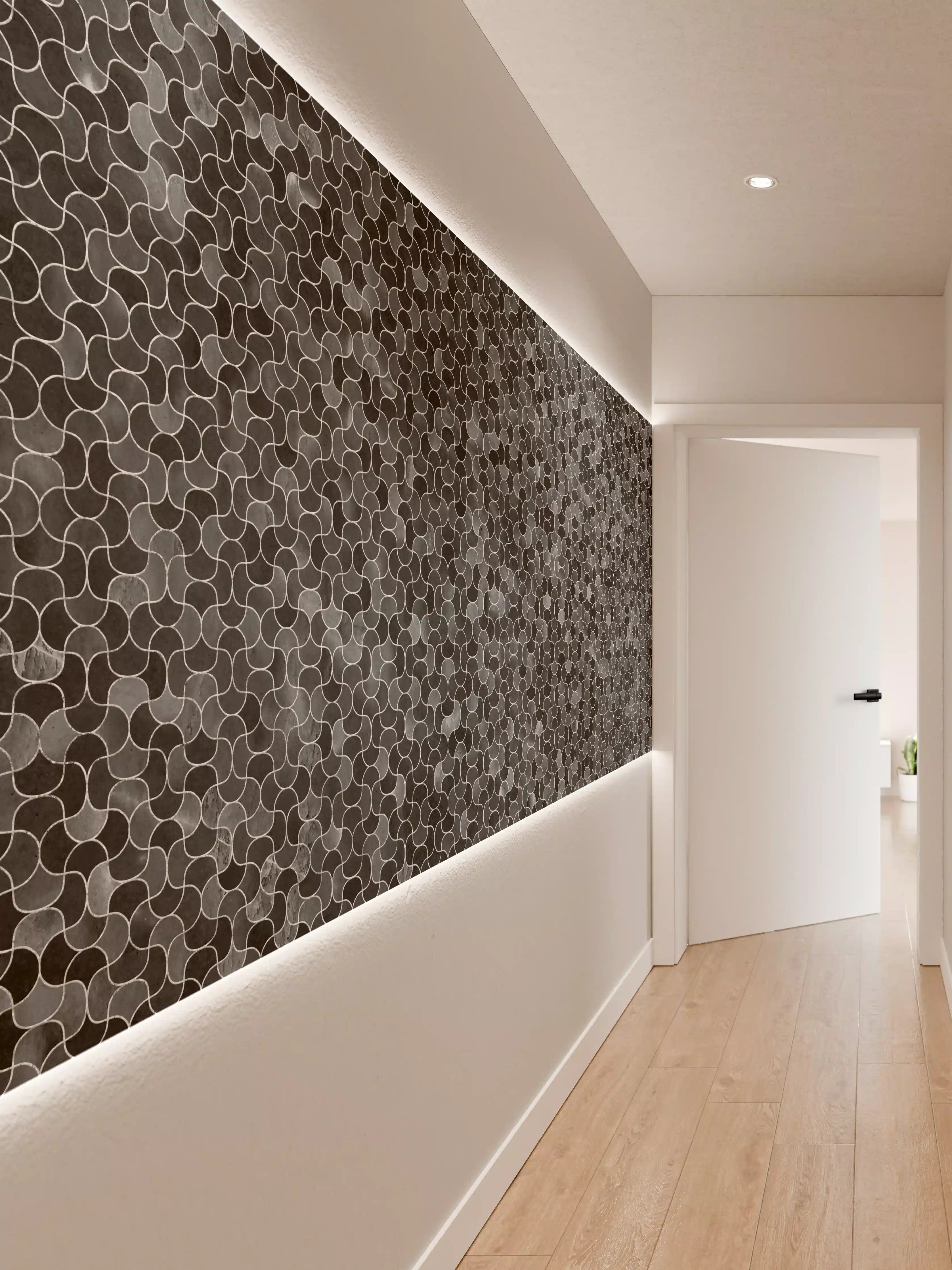 Wandverkleidung Flur - Abstrakte schwarze Pixel Mosaik Textur