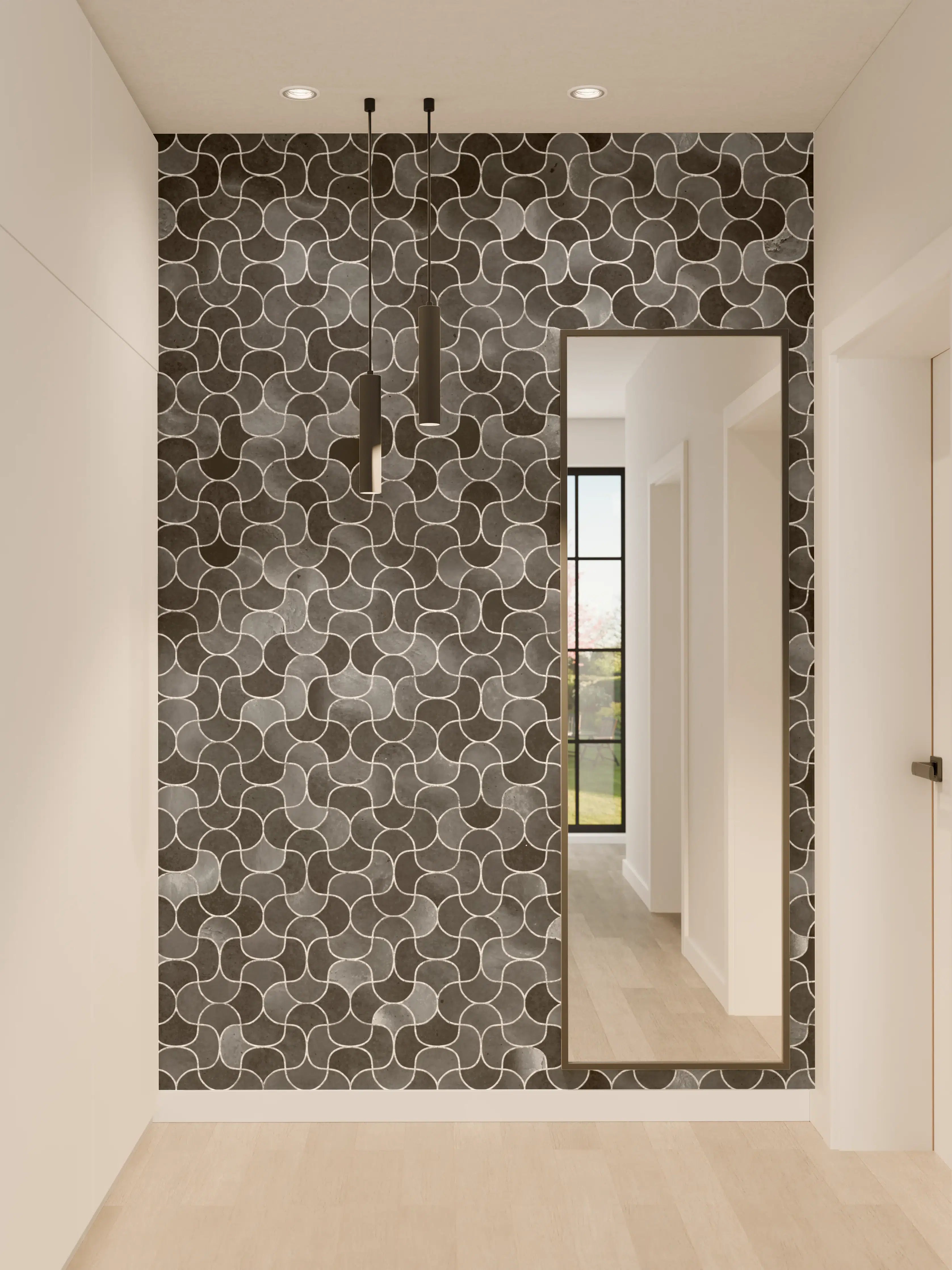 Wandverkleidung Flur - Abstrakte schwarze Pixel Mosaik Textur