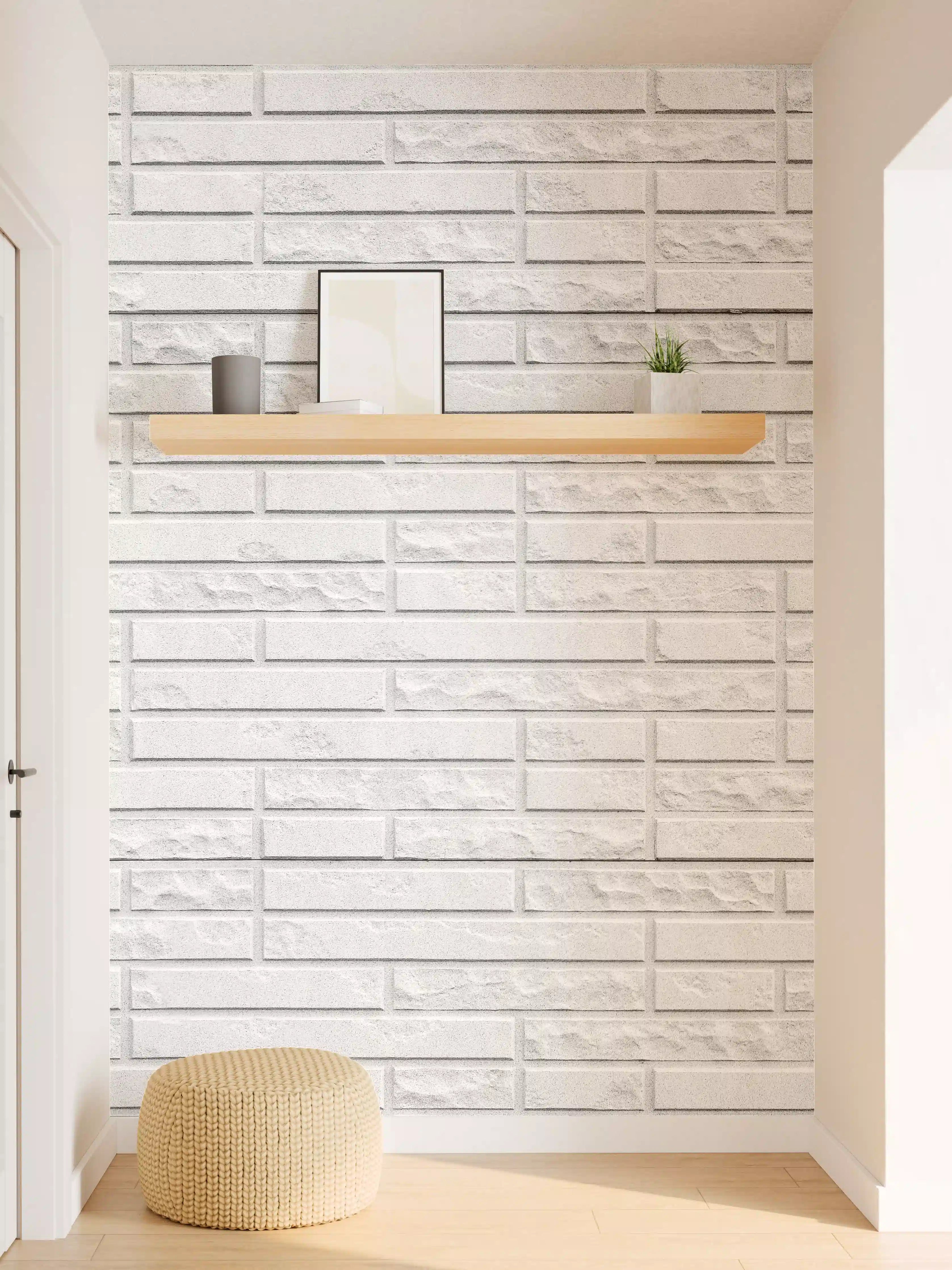 Wandverkleidung Flur - Abstrakte weiße Backsteinmauer