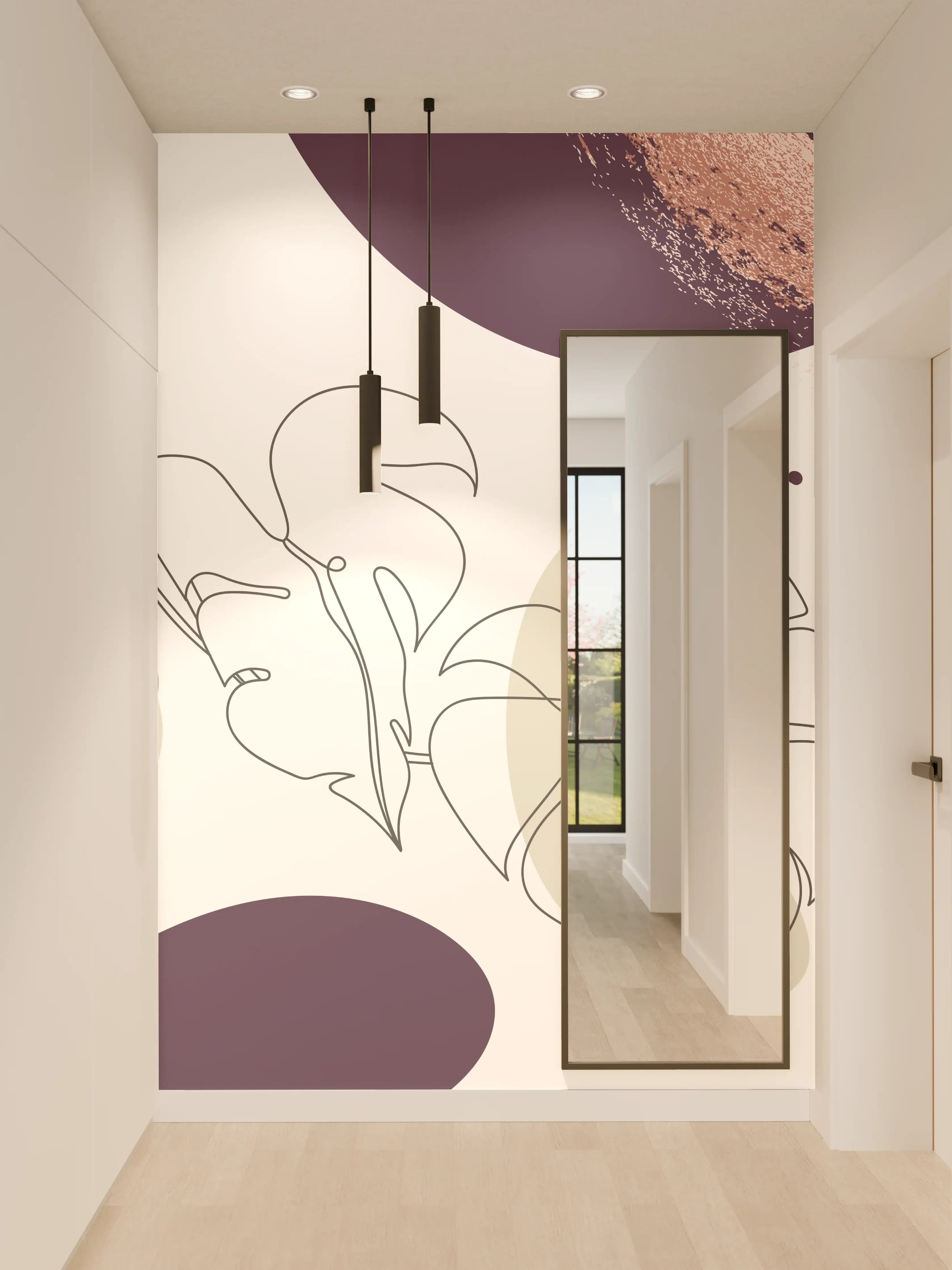 Wandverkleidung Flur - Abstraktes Pastellfarben-Design