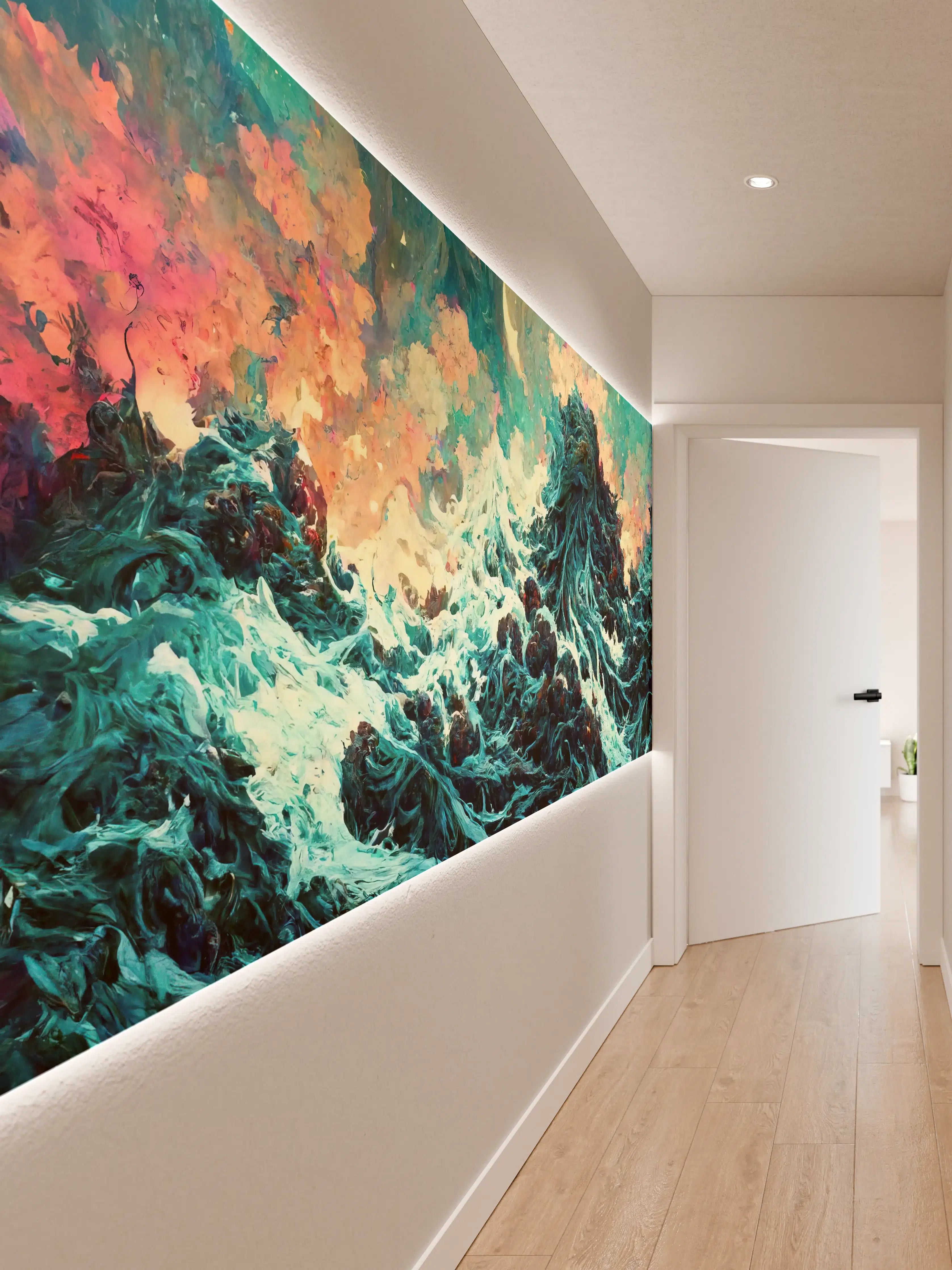 Wandverkleidung Flur - Abstraktes Wellen Gemälde
