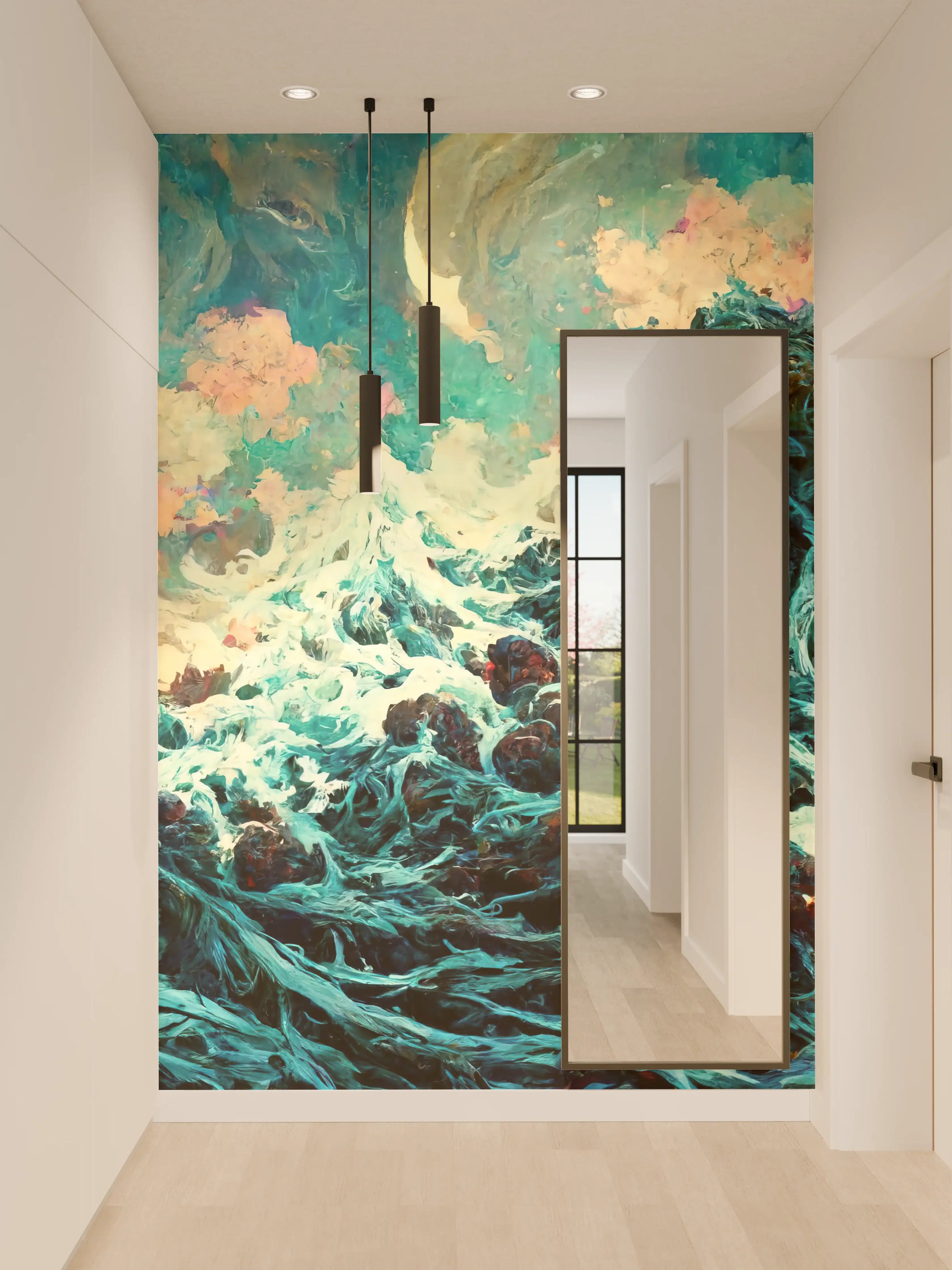 Wandverkleidung Flur - Abstraktes Wellen Gemälde