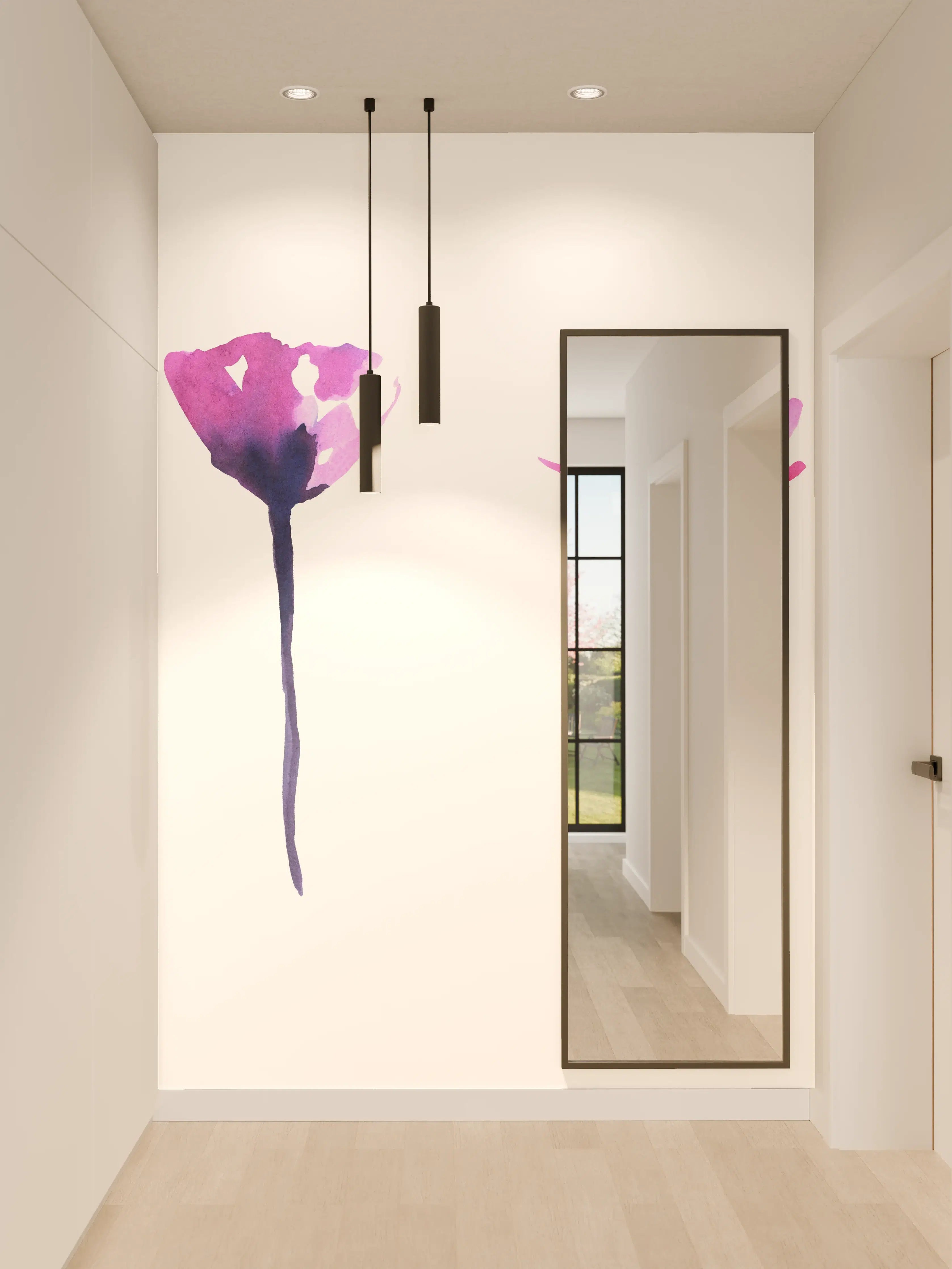 Wandverkleidung Flur - Abstraktes modernes Blumenset