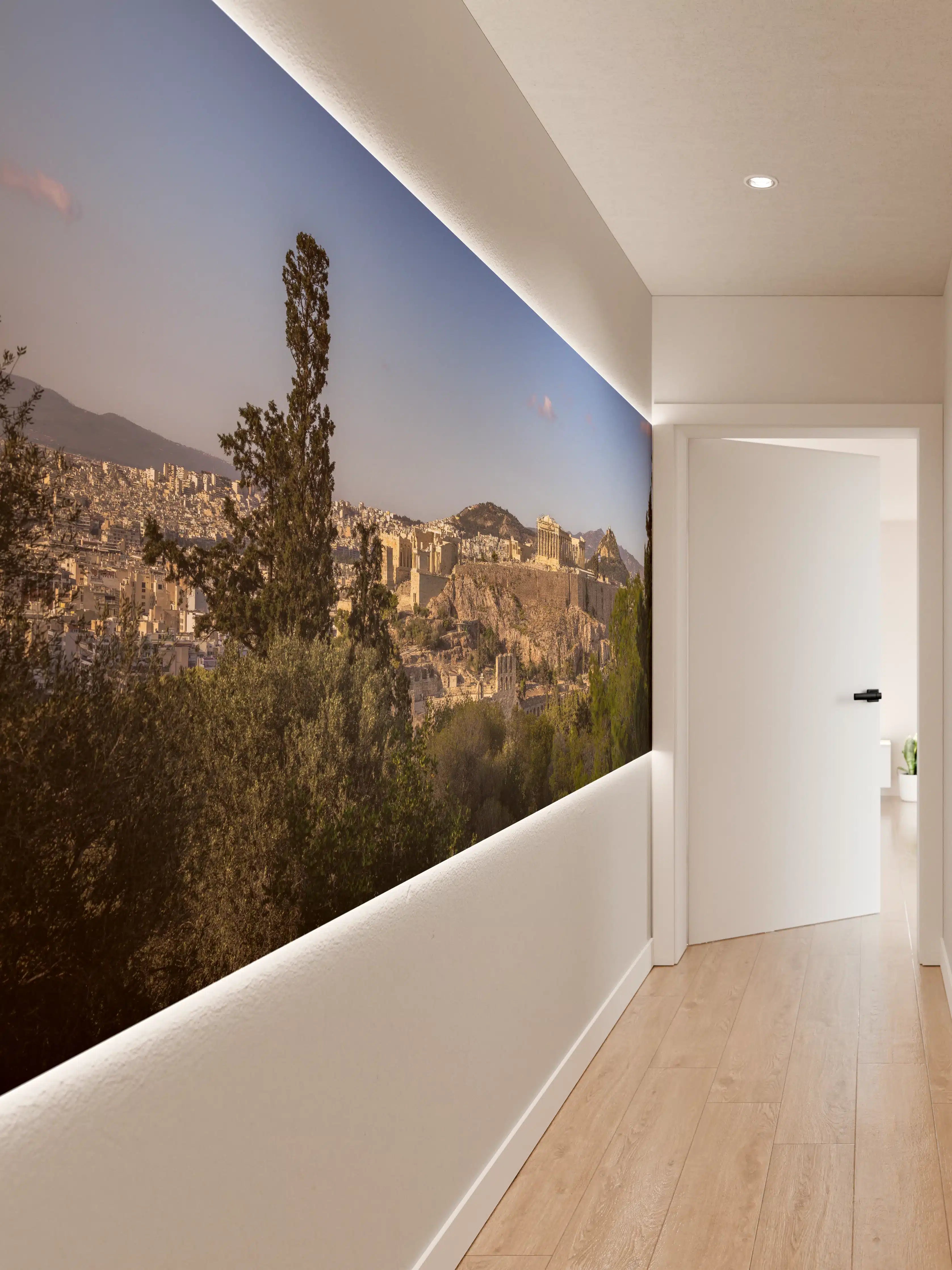 Wandverkleidung Flur - Akropolis Panorama Beige-Blau