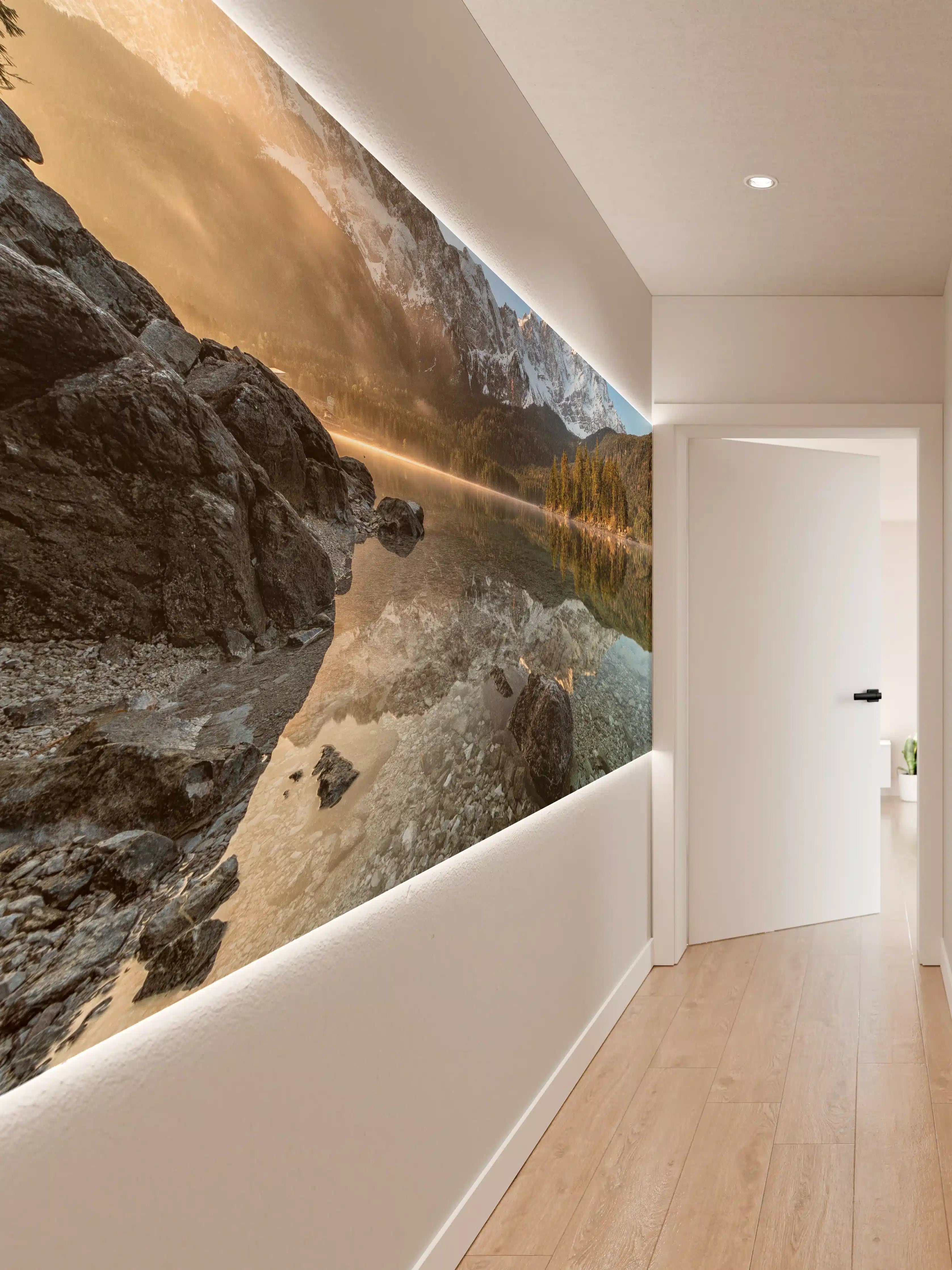 Wandverkleidung Flur - Alpenpanorama bei Sonnenaufgang