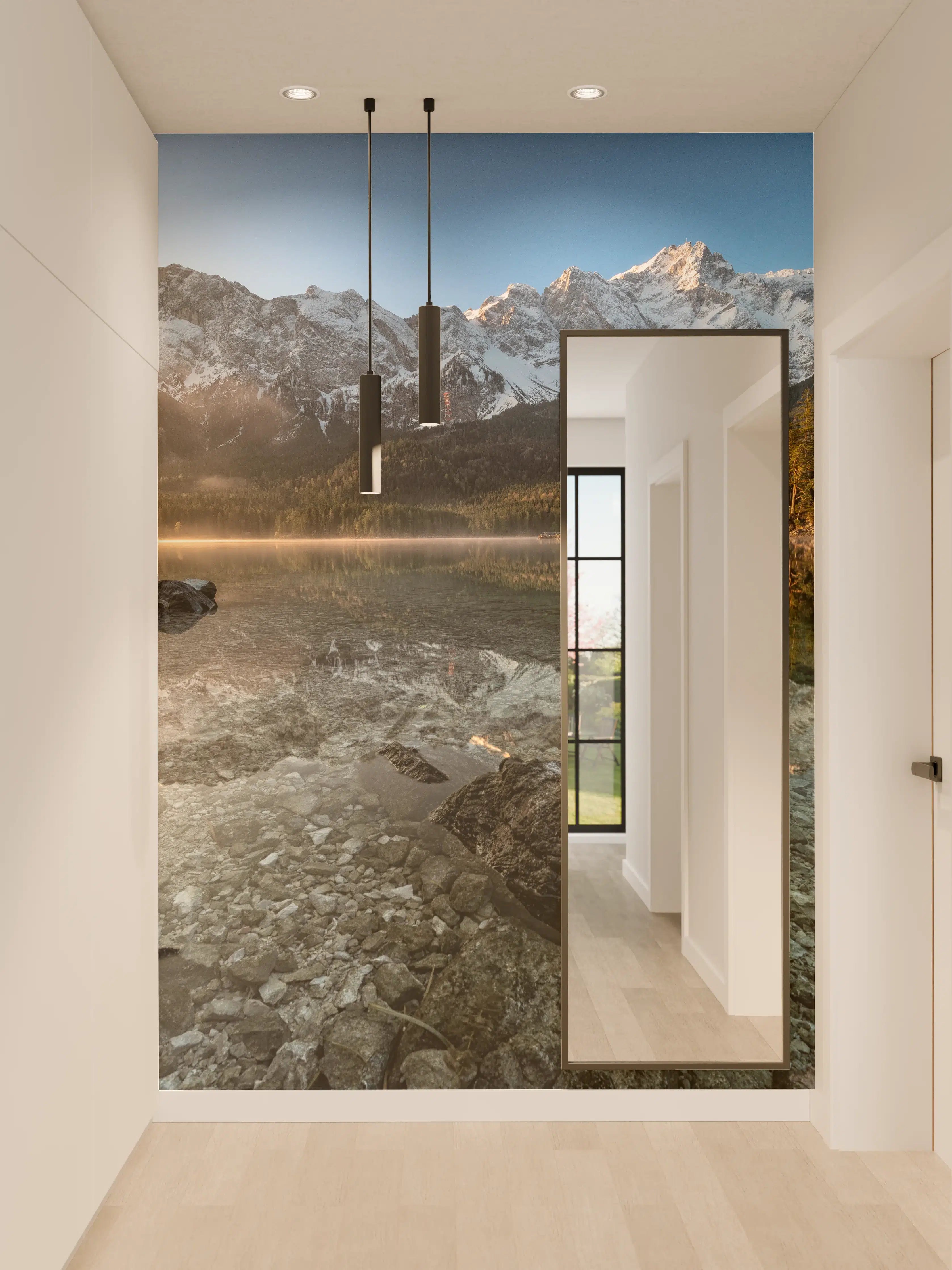 Wandverkleidung Flur - Alpenpanorama bei Sonnenaufgang