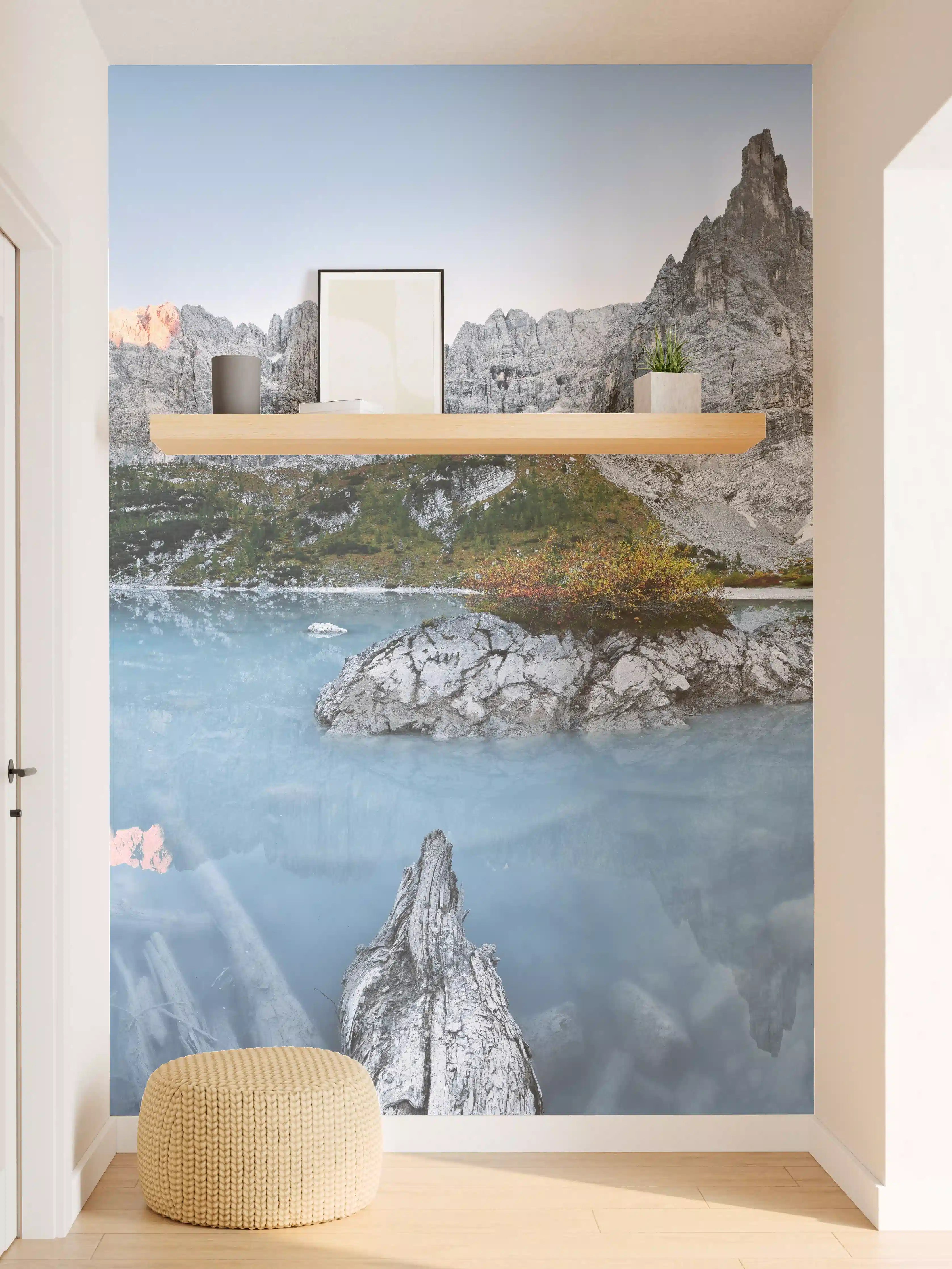 Wandverkleidung Flur - Alpine Seenlandschaft in Abenddämmerung