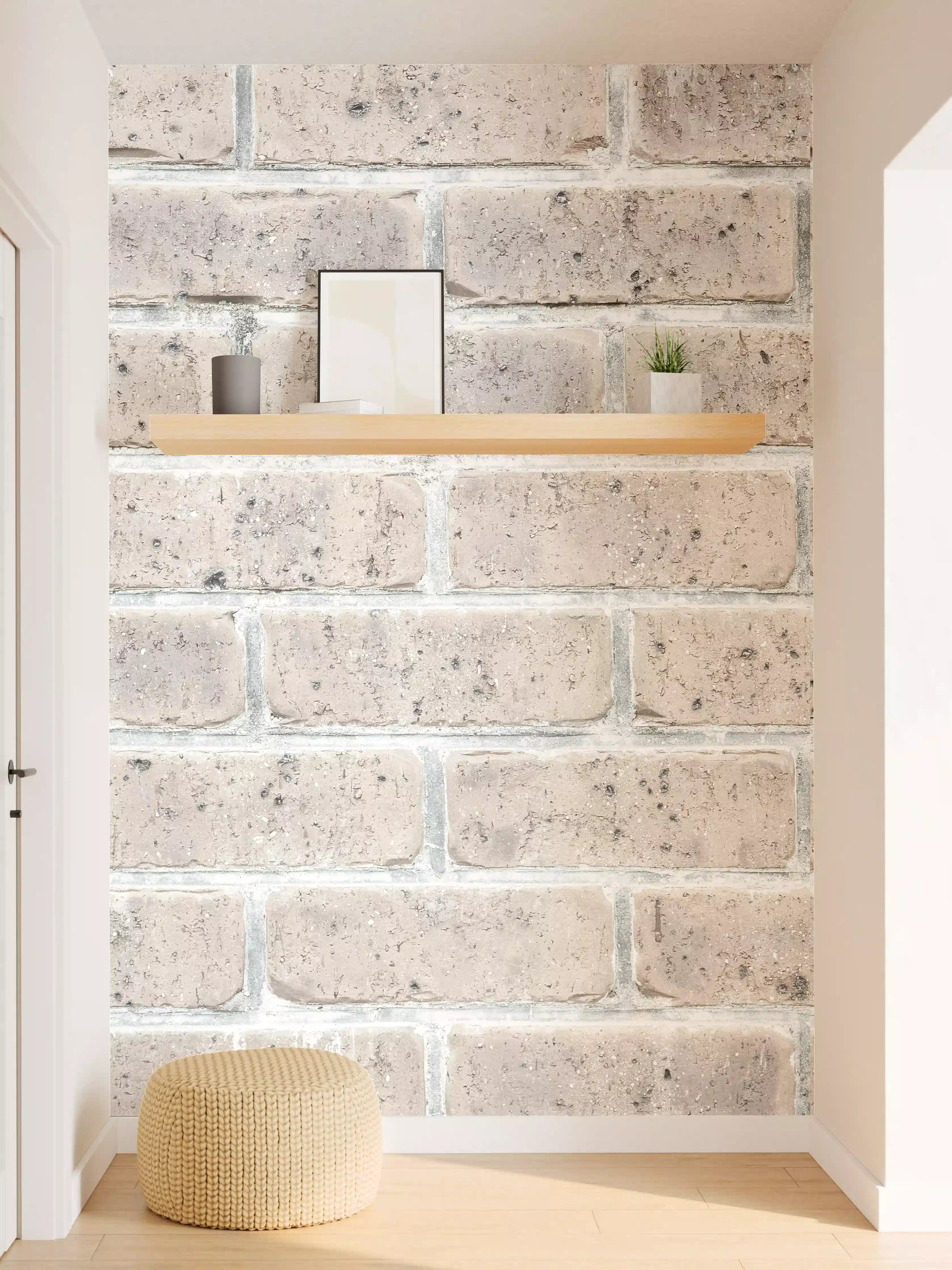 Wandverkleidung Flur - Alte weiße Vintage Backsteinmauer