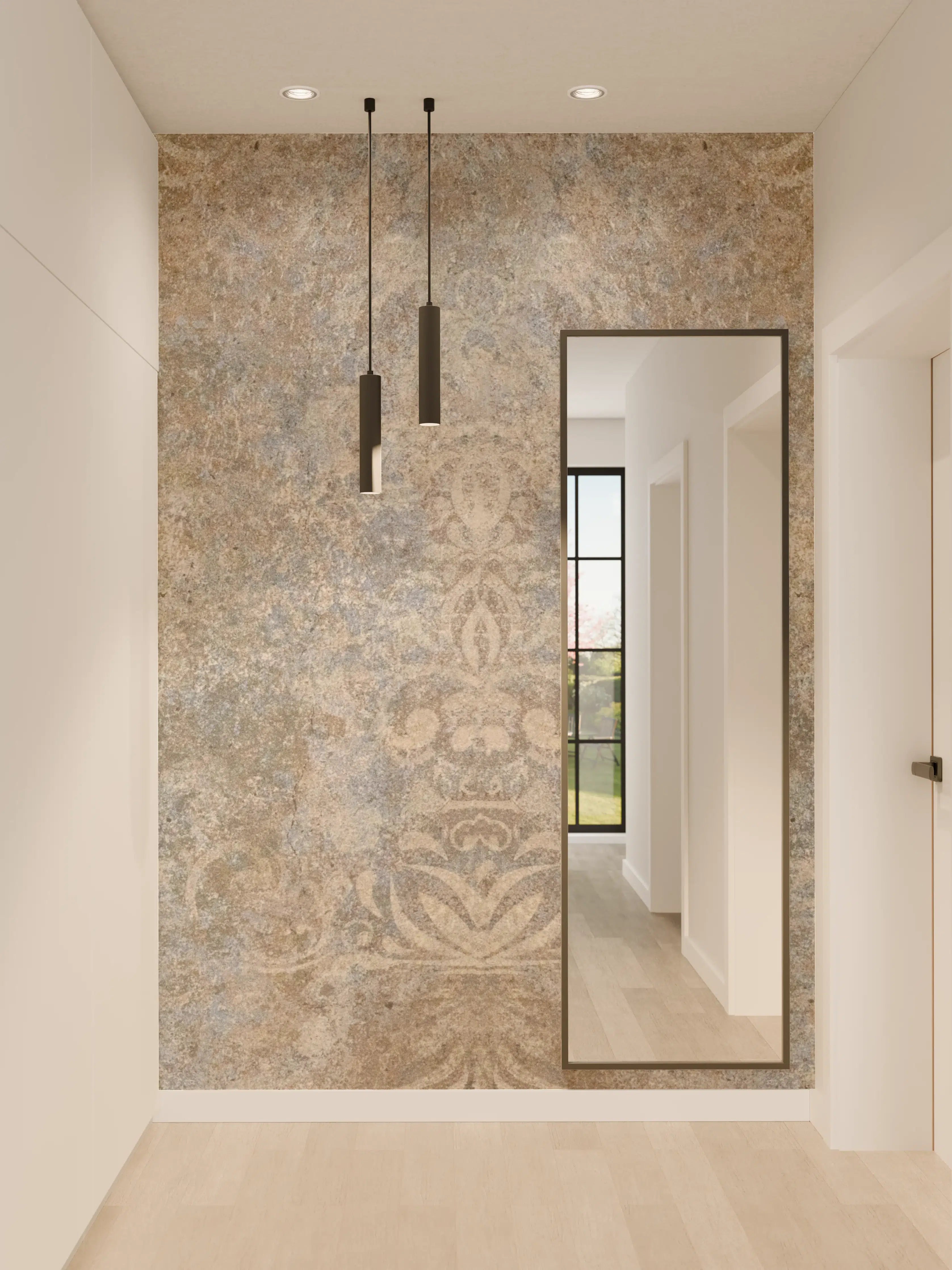 Wandverkleidung Flur - Altes abgenutztes Mosaik Motiv