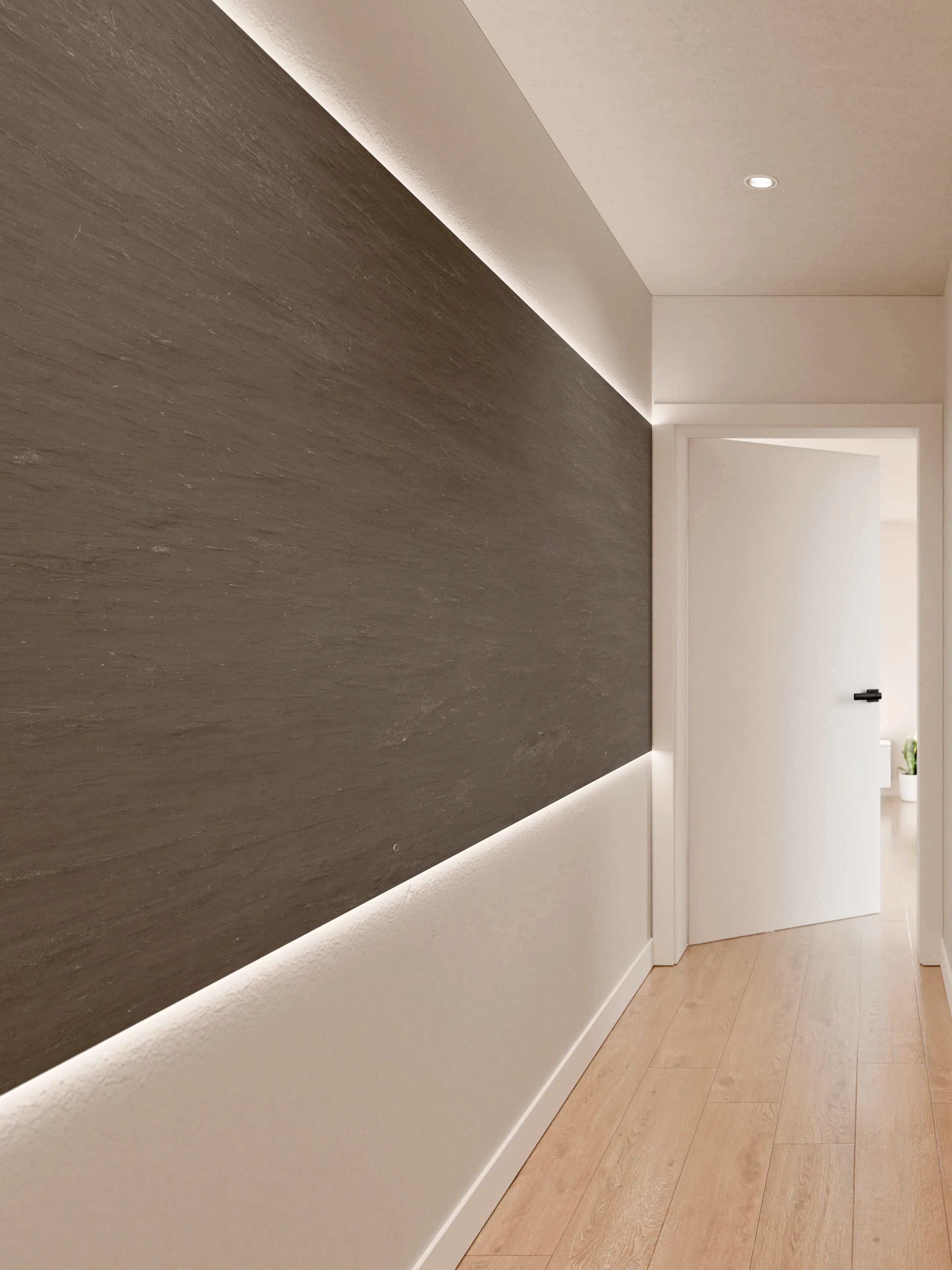 Wandverkleidung Flur - Anthrazit Schiefer Textur Panorama