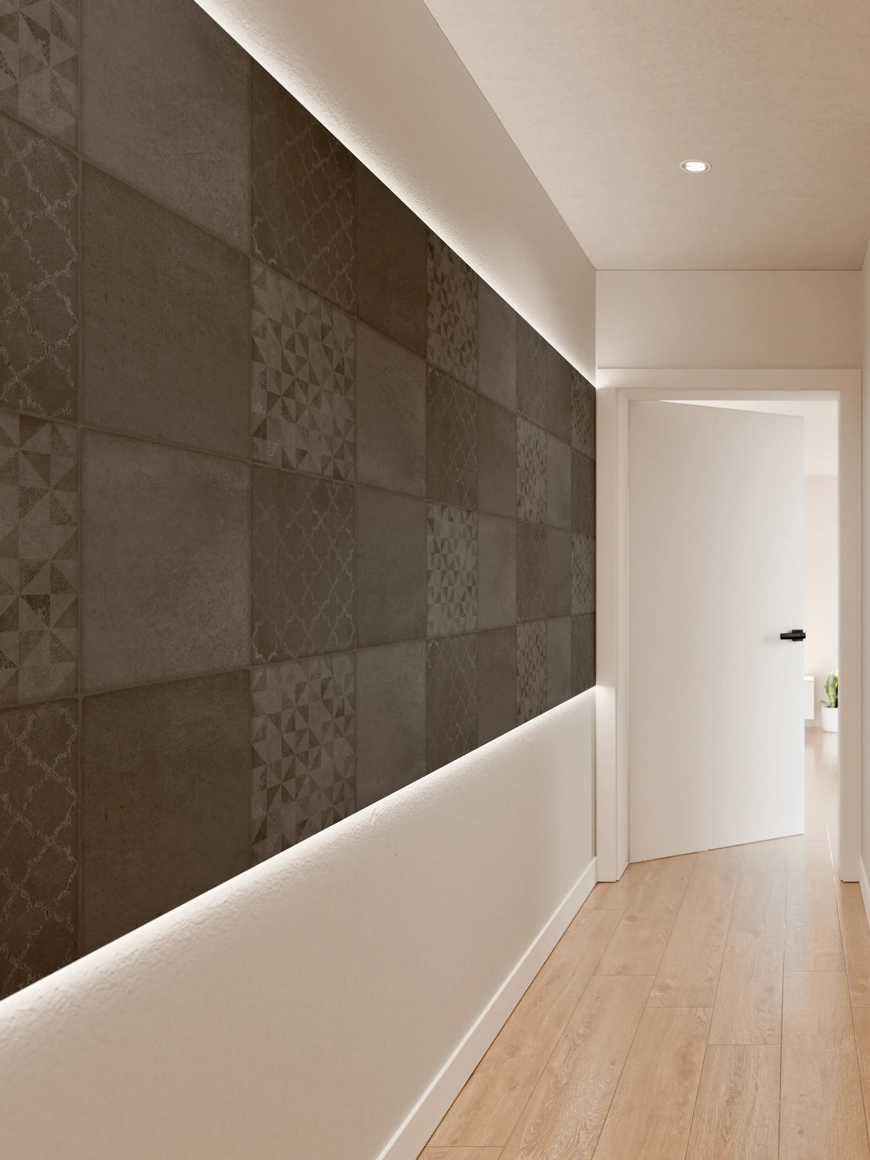 Wandverkleidung Flur - Anthrazitfarbene vintage Fliesen