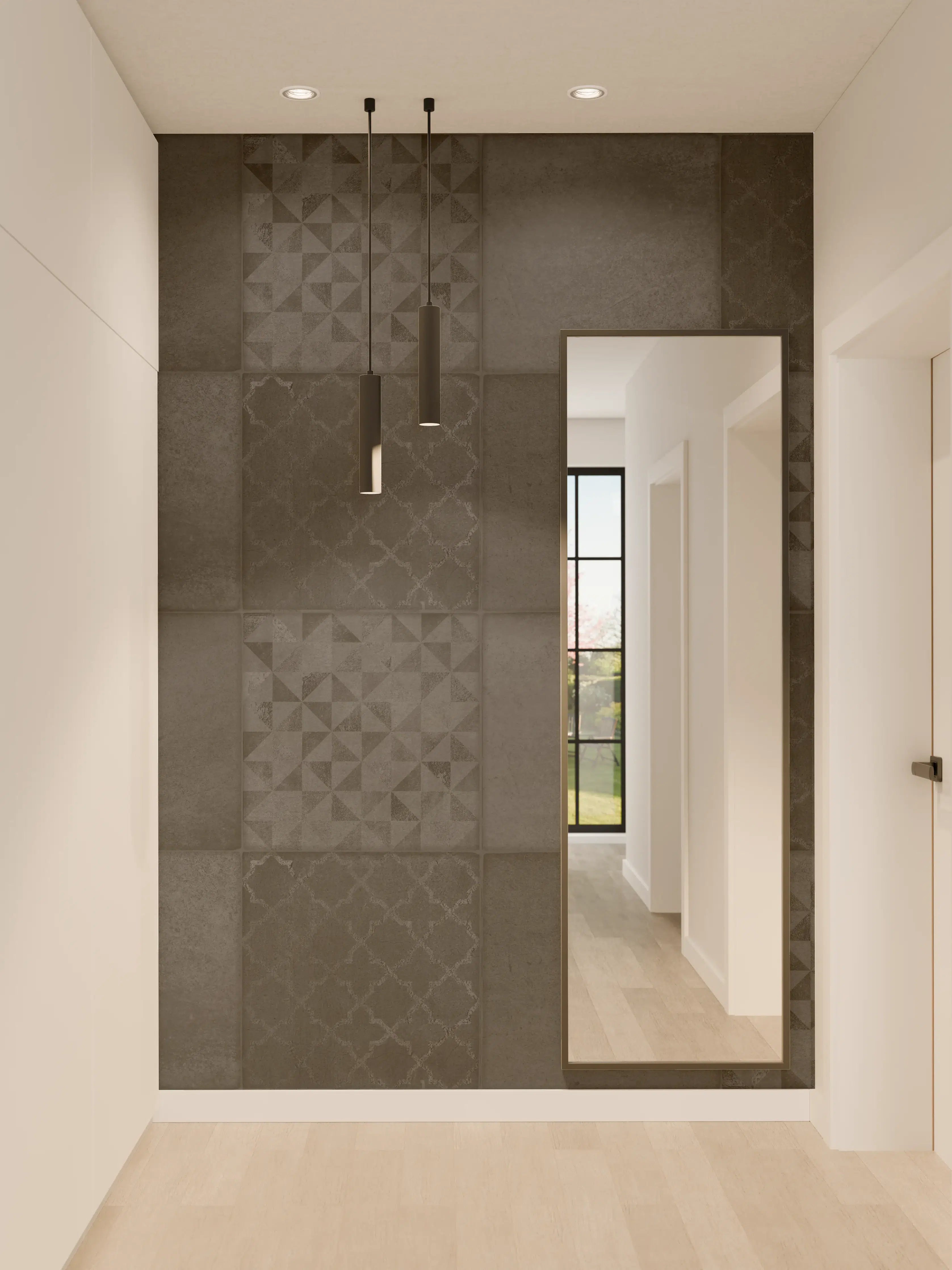 Wandverkleidung Flur - Anthrazitfarbene vintage Fliesen