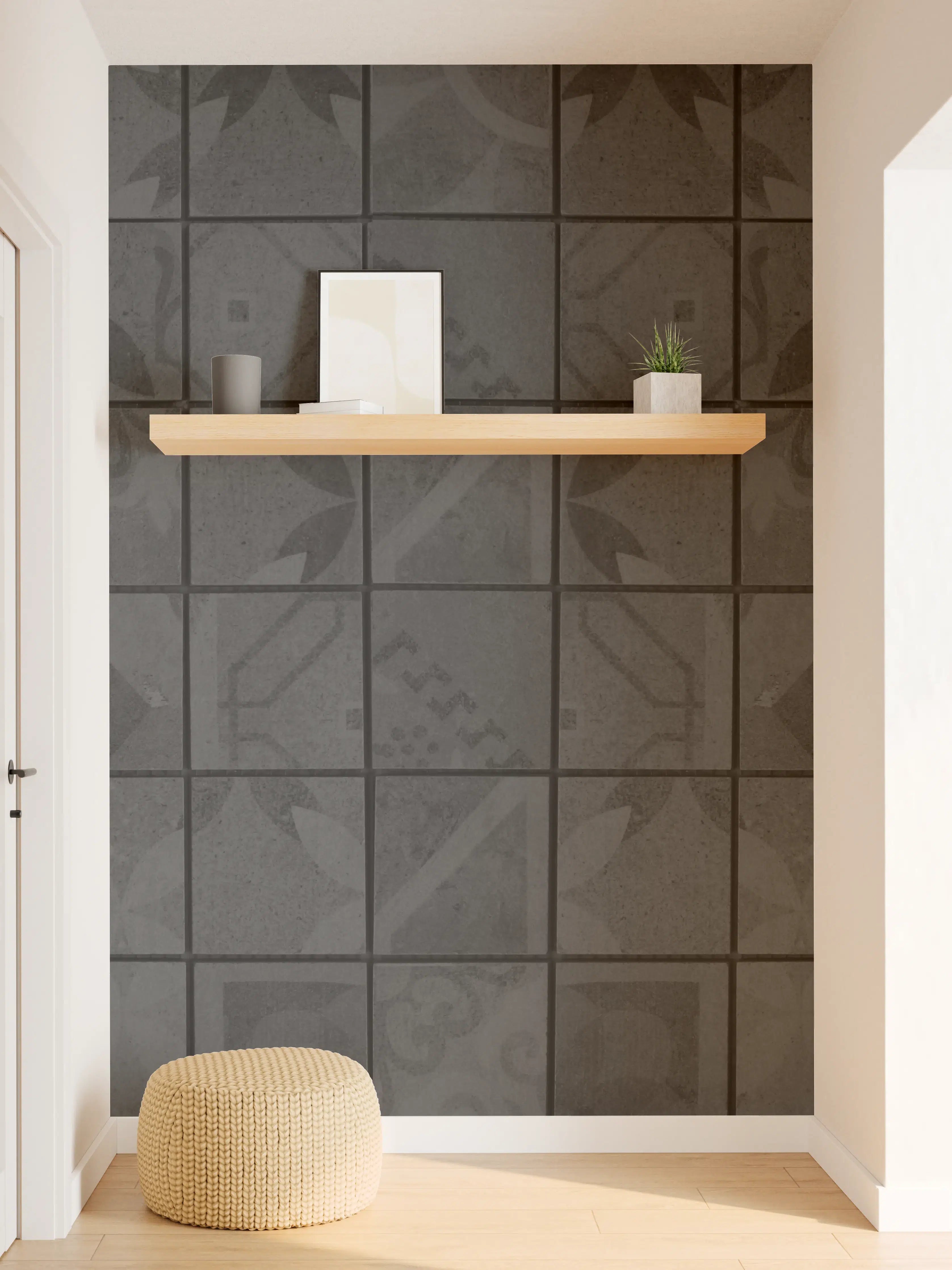 Wandverkleidung Flur - Anthrazitfarbenes Quadratisches Mosaikmotiv