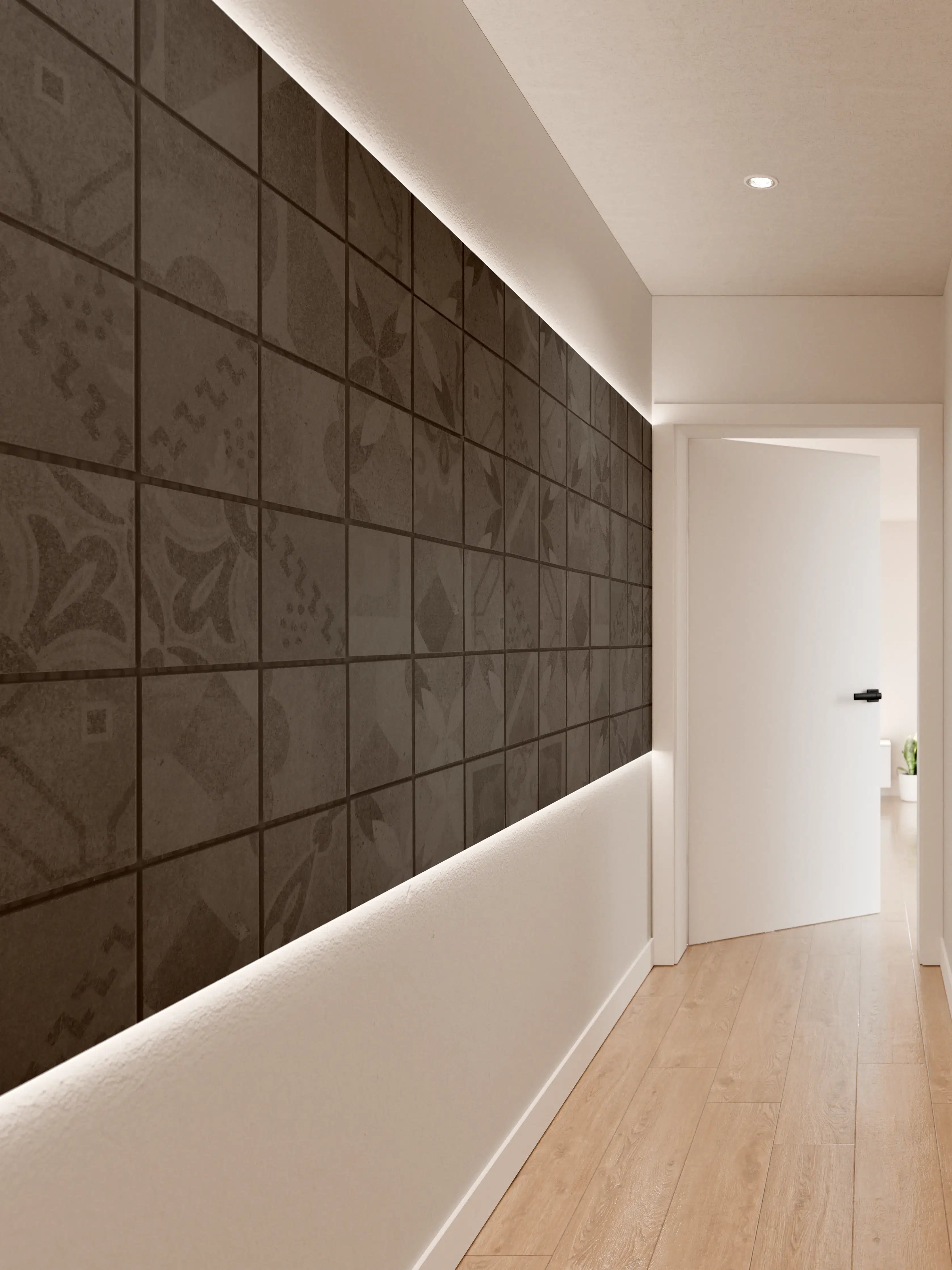 Wandverkleidung Flur - Anthrazitfarbenes Quadratisches Mosaikmotiv