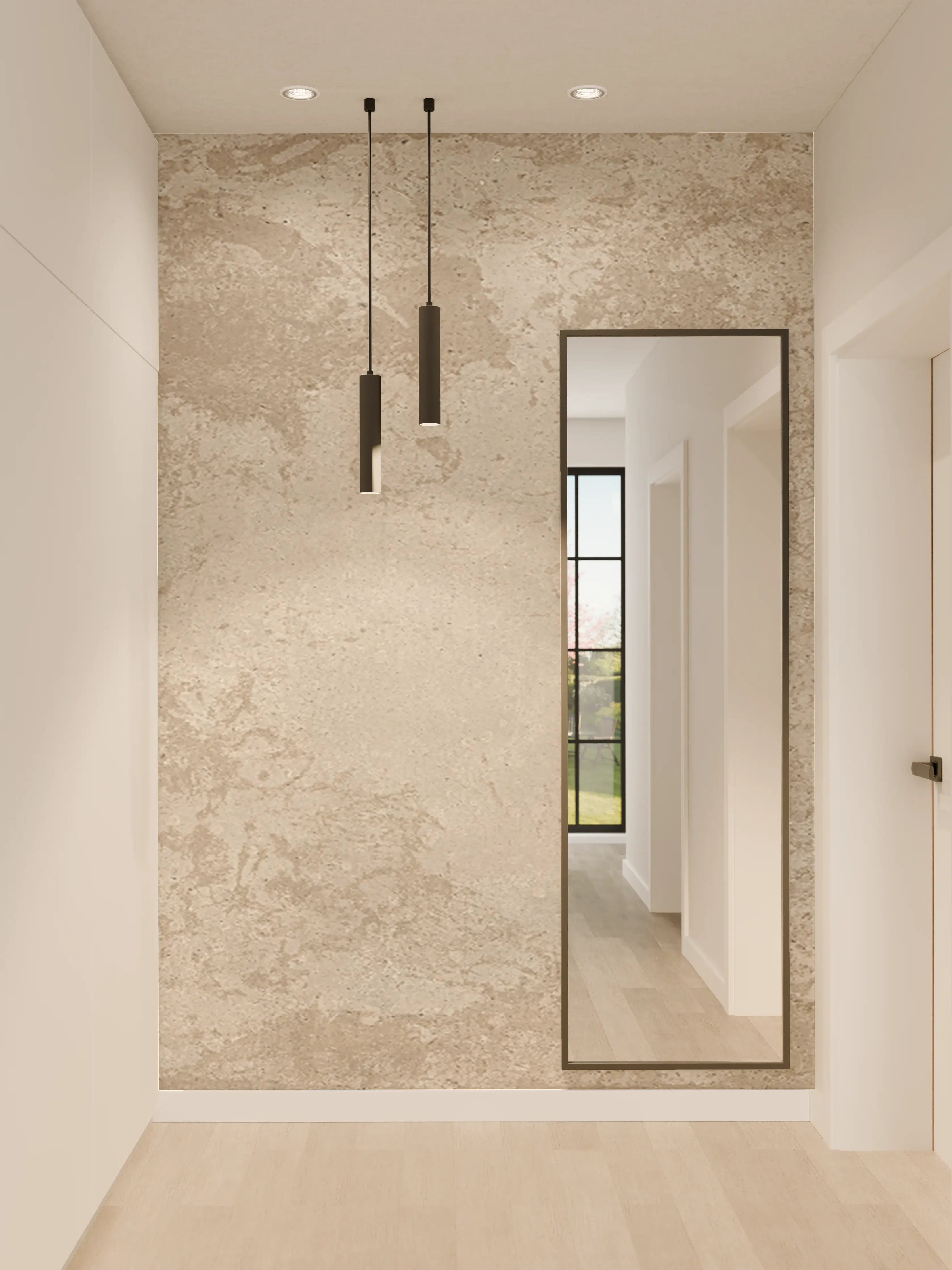 Wandverkleidung Flur - Antik beige Betonwand