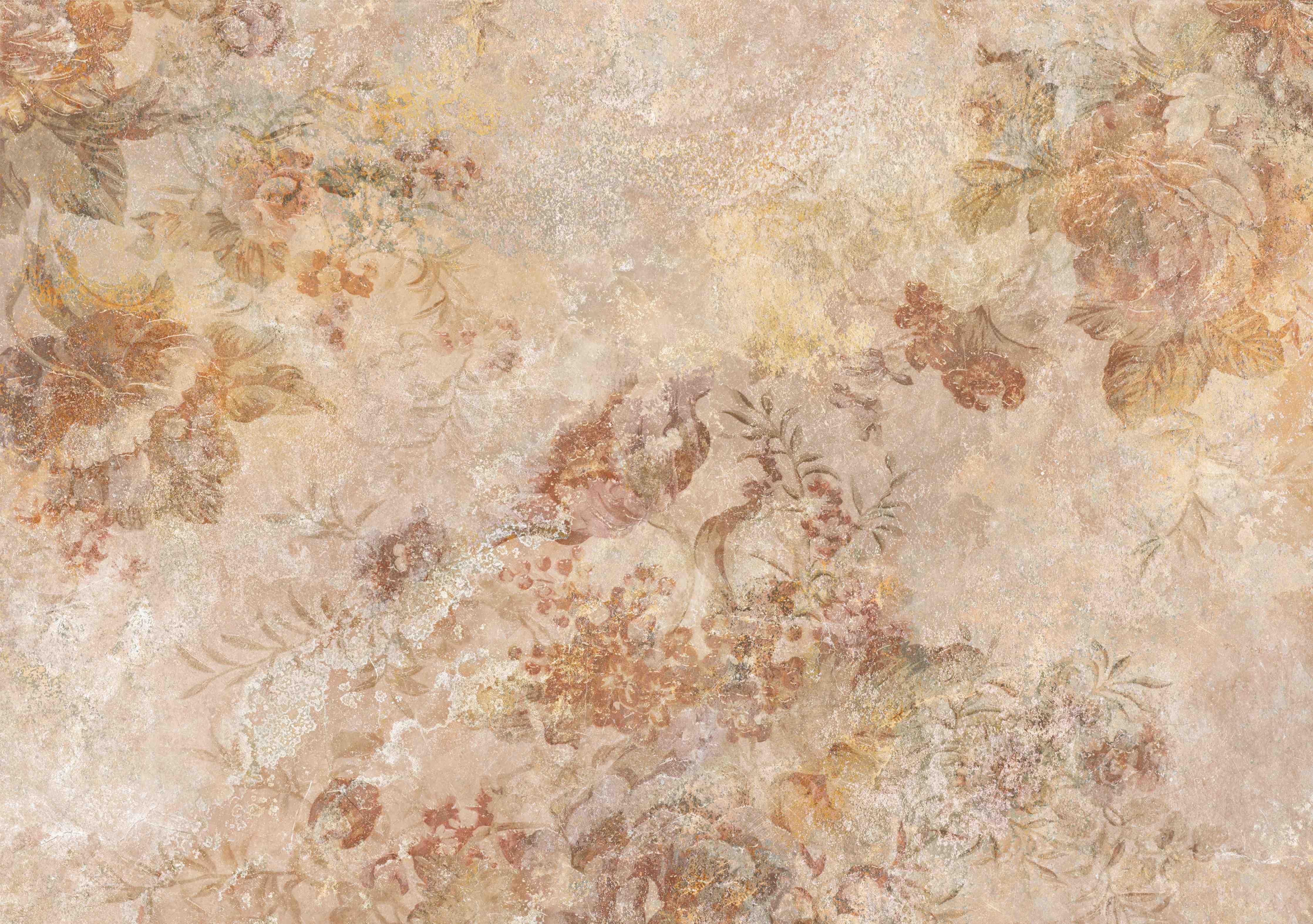 Wandverkleidung Flur-Antikes Blumen Design