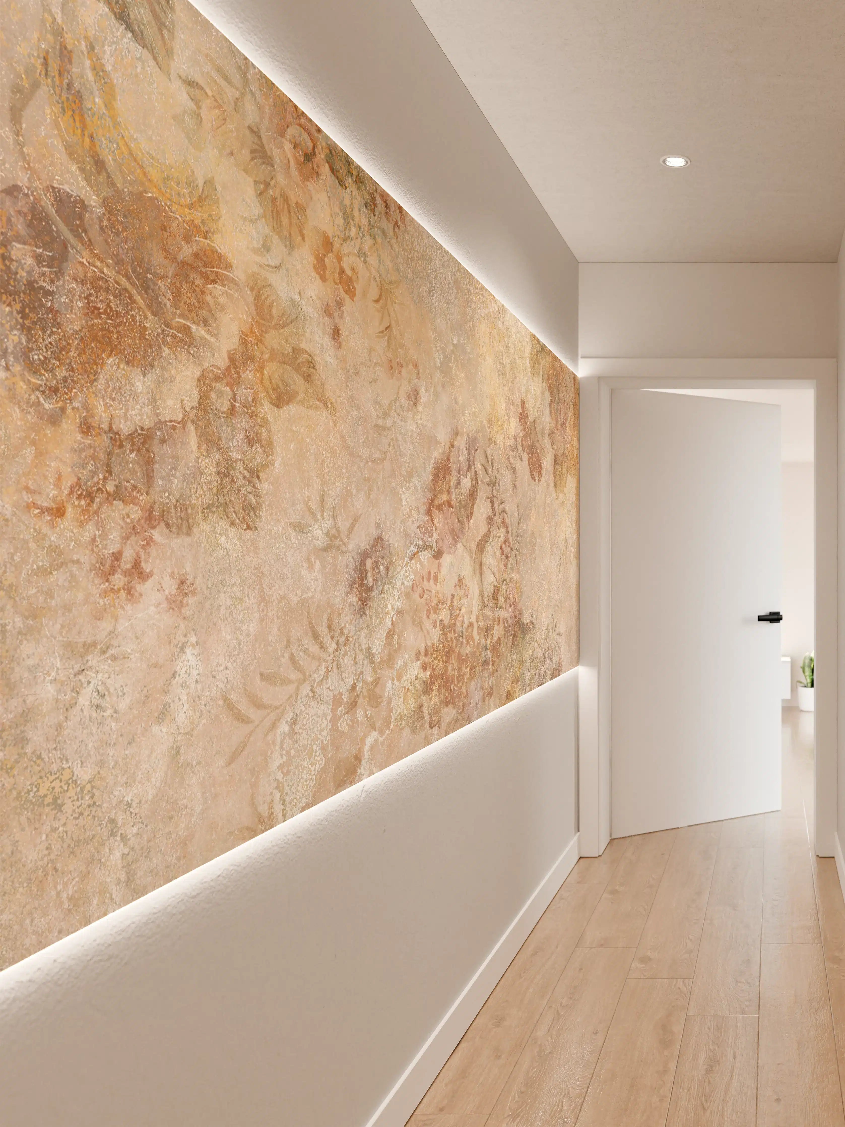 Wandverkleidung Flur - Antikes Blumen Design