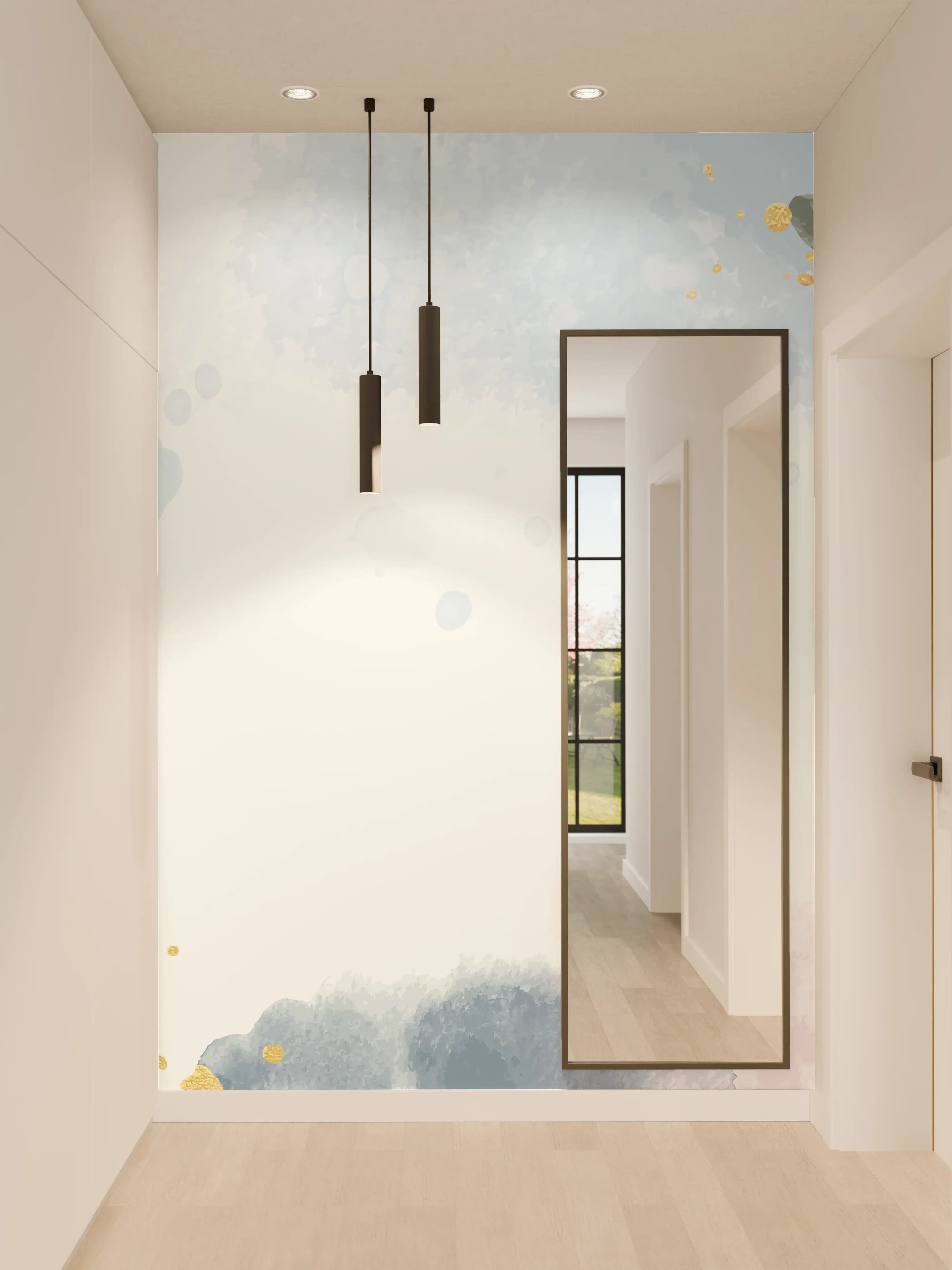 Wandverkleidung Flur - Aquarell Blüten Pastell