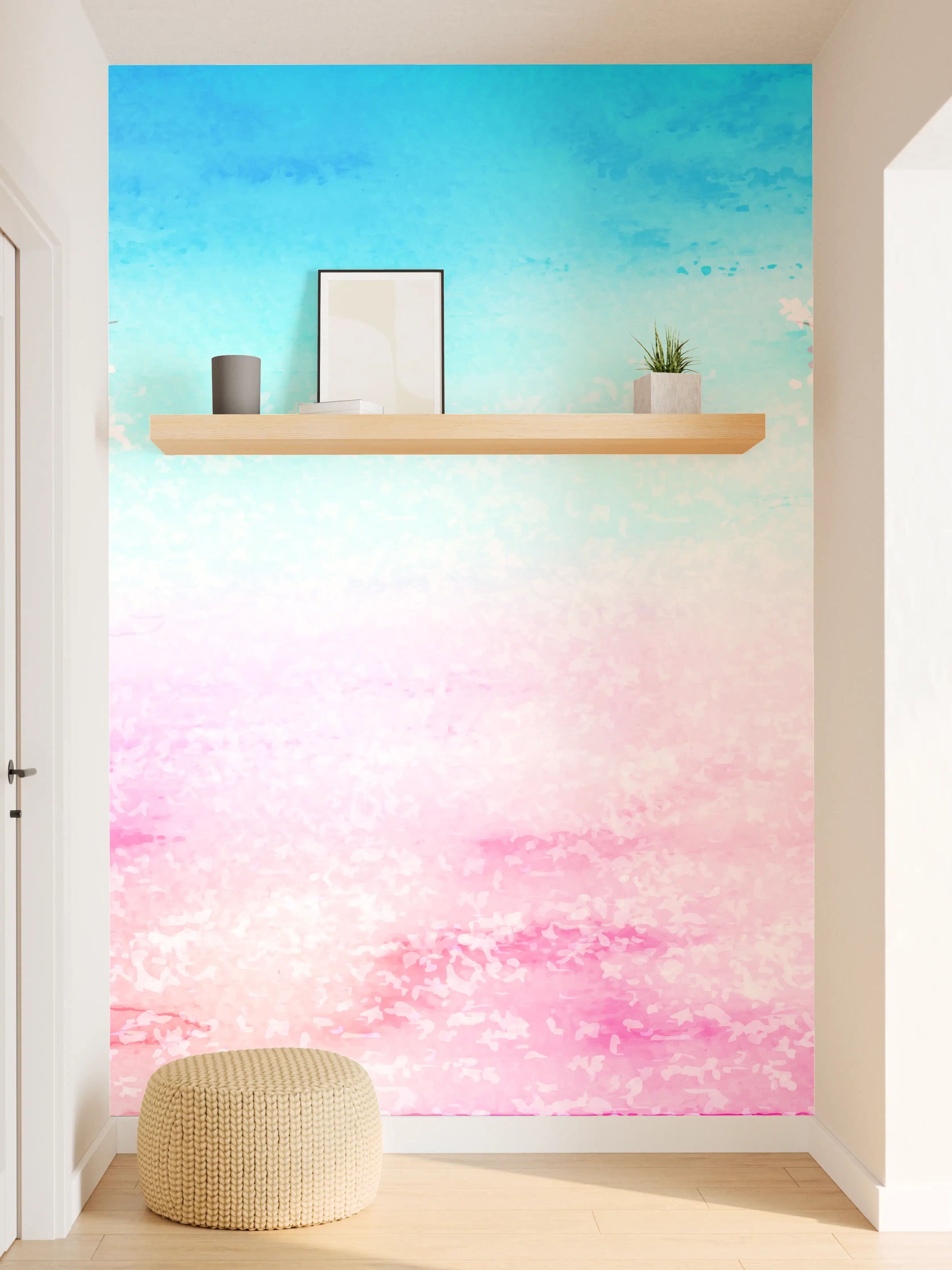 Wandverkleidung Flur - Aquarell Frühlingsbaum Rosa