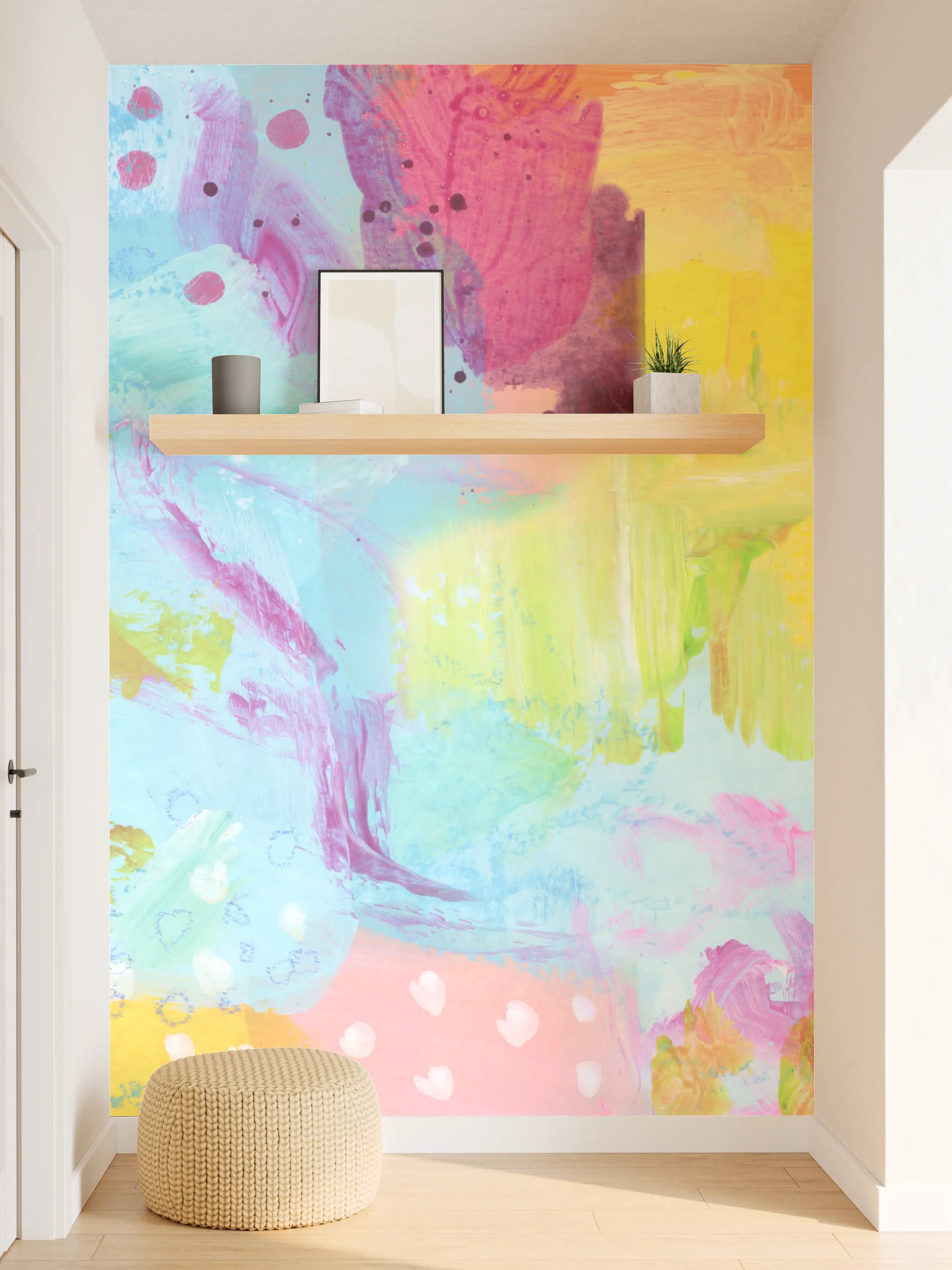 Wandverkleidung Flur - Aquarell Kunstmalerei - Bunt