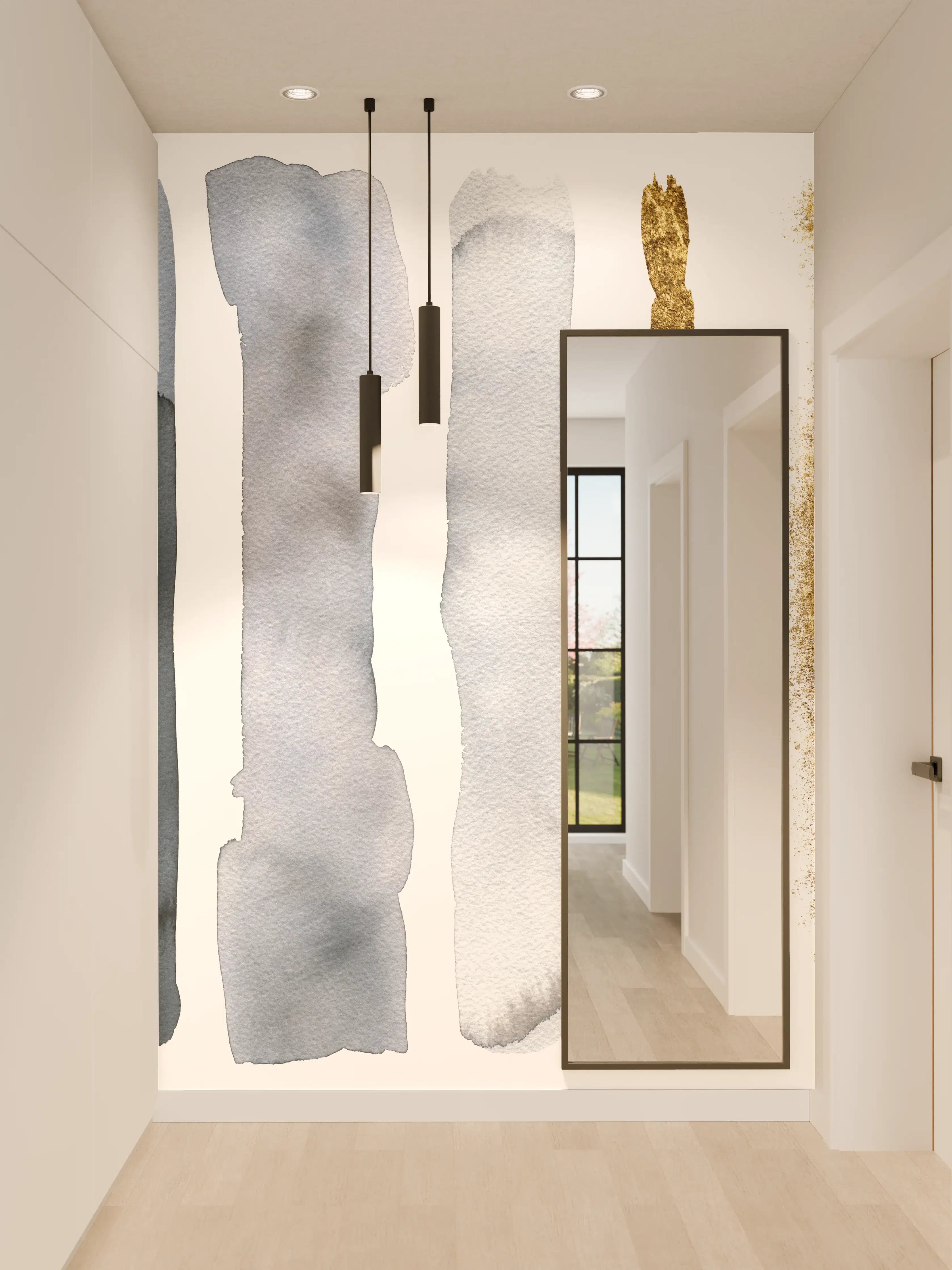 Wandverkleidung Flur - Aquarell Malerei im Flecken-Overlay