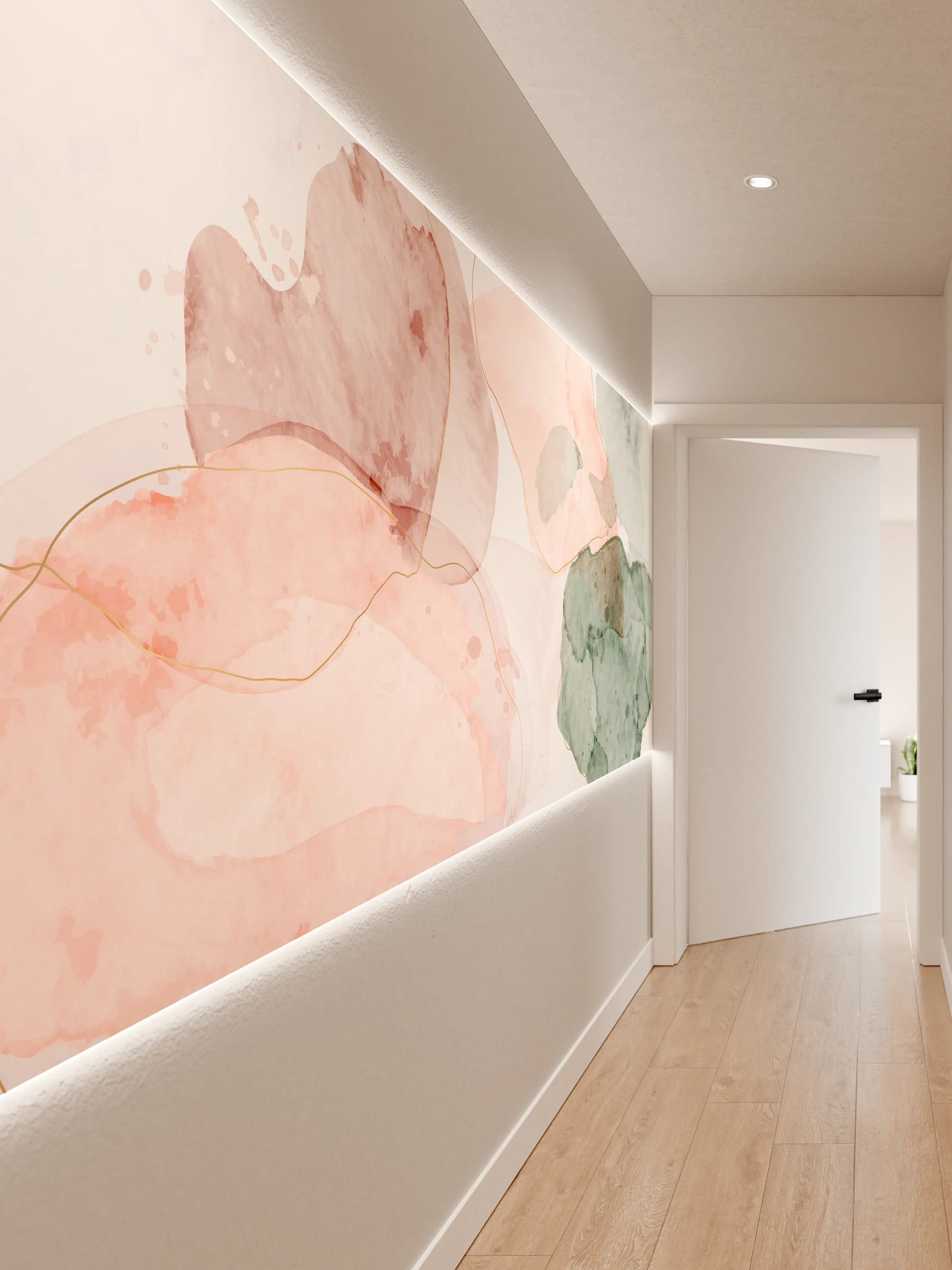 Wandverkleidung Flur - Aquarell Pastellfarben Kunst