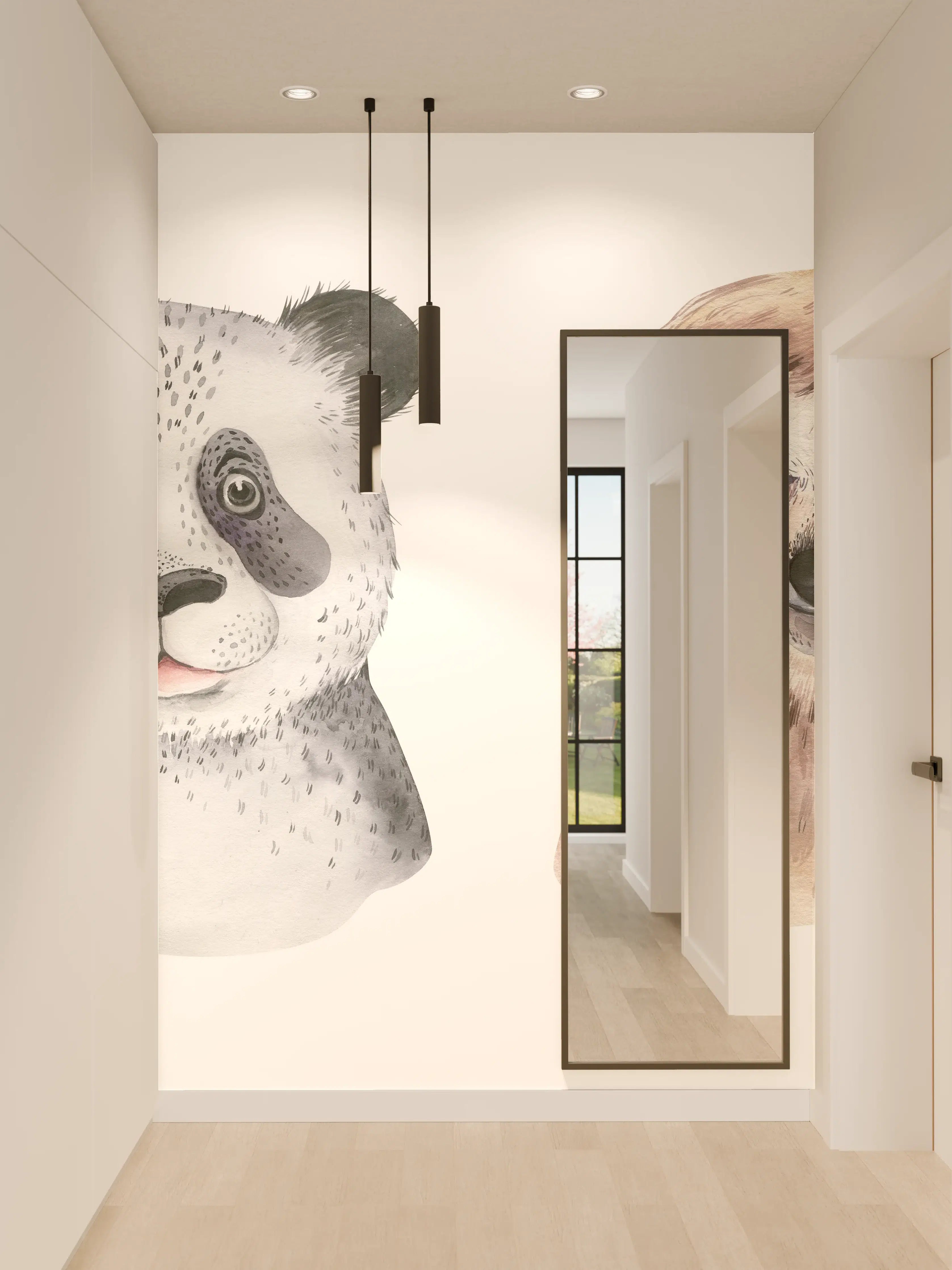 Wandverkleidung Flur - Aquarell Tierbabys Illustration