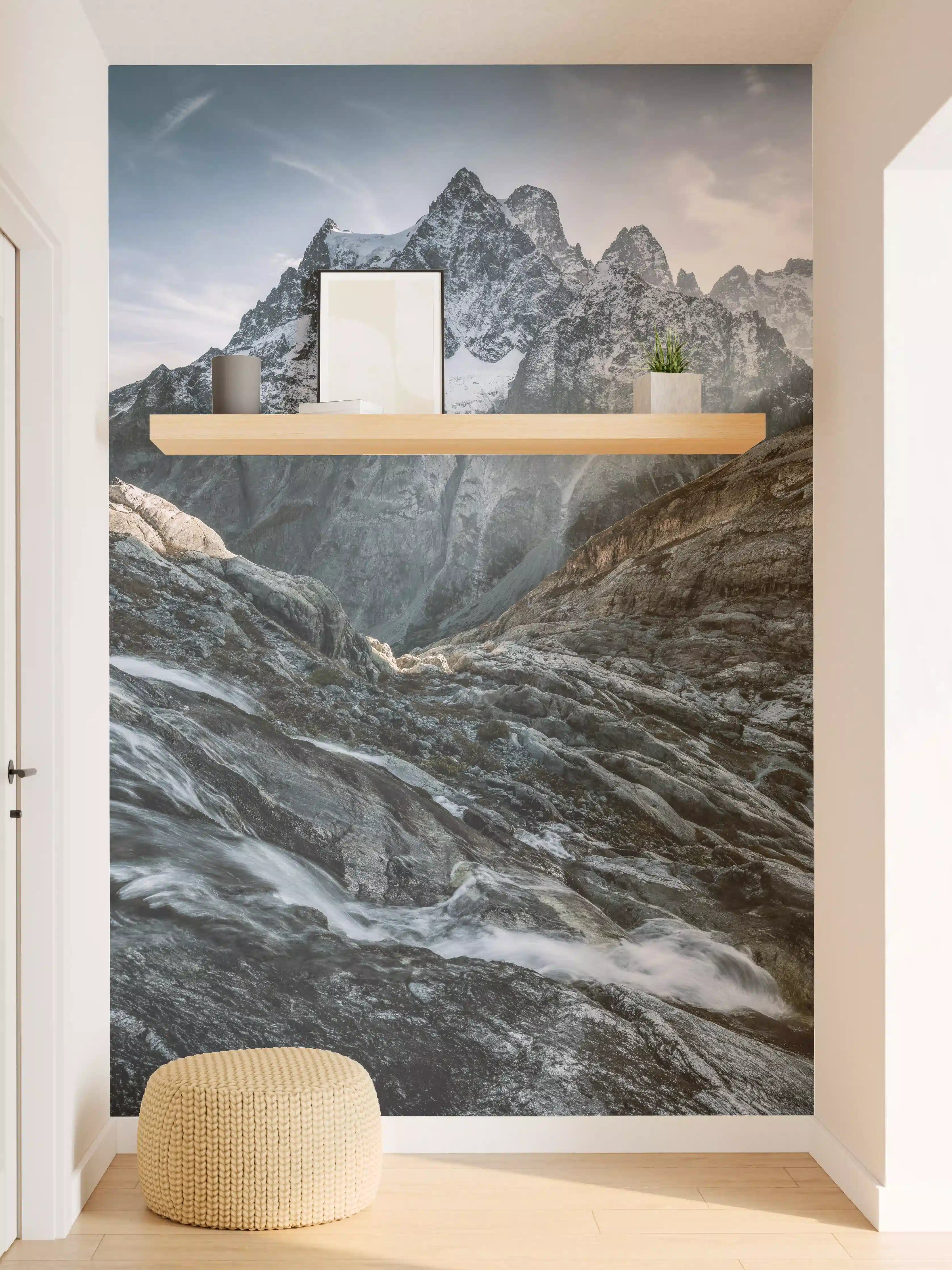 Wandverkleidung Flur - Atemberaubende Berglandschaft mit Fluss