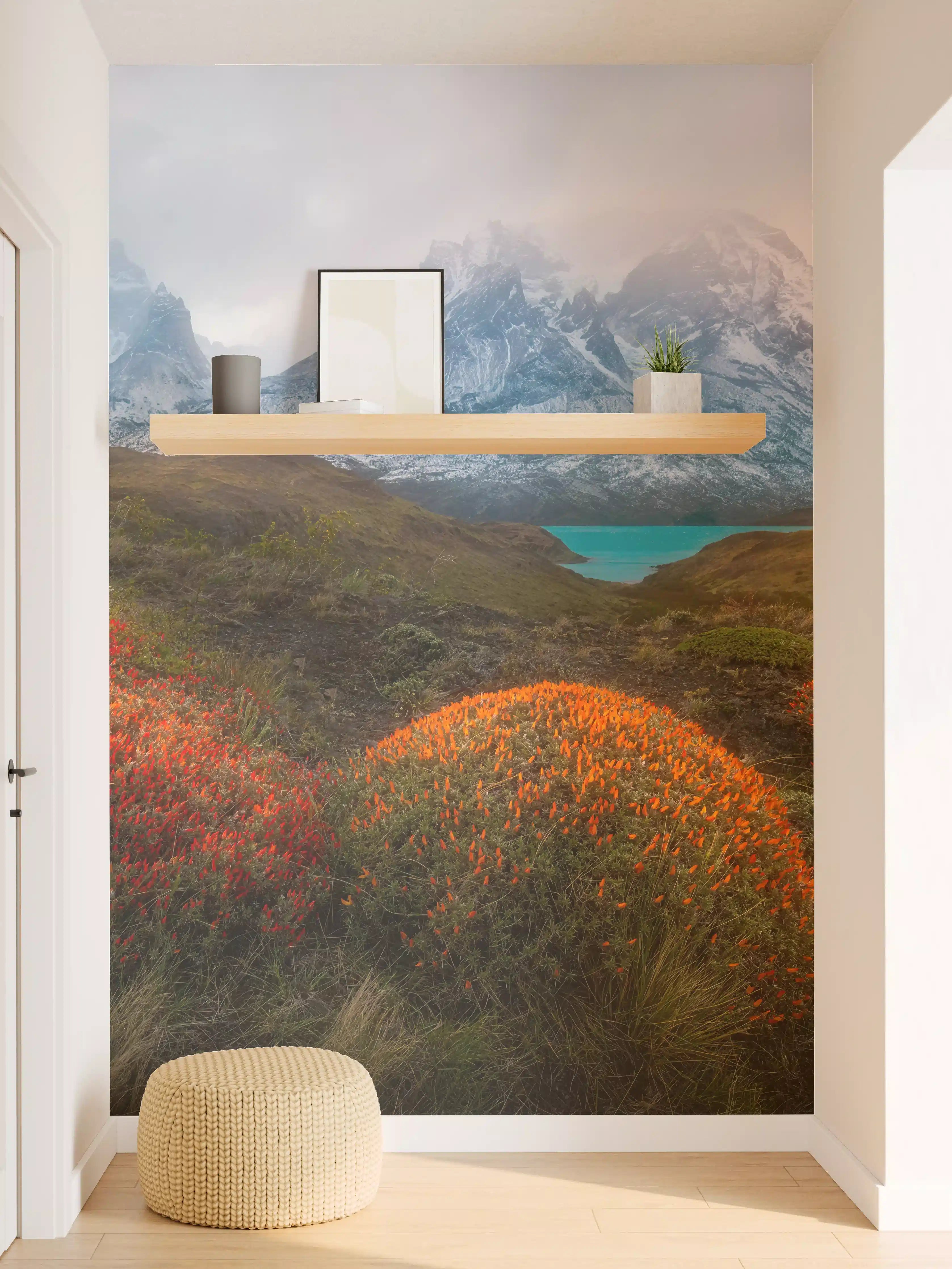 Wandverkleidung Flur - Atemberaubende Berglandschaft mit herbstlicher Vegetation