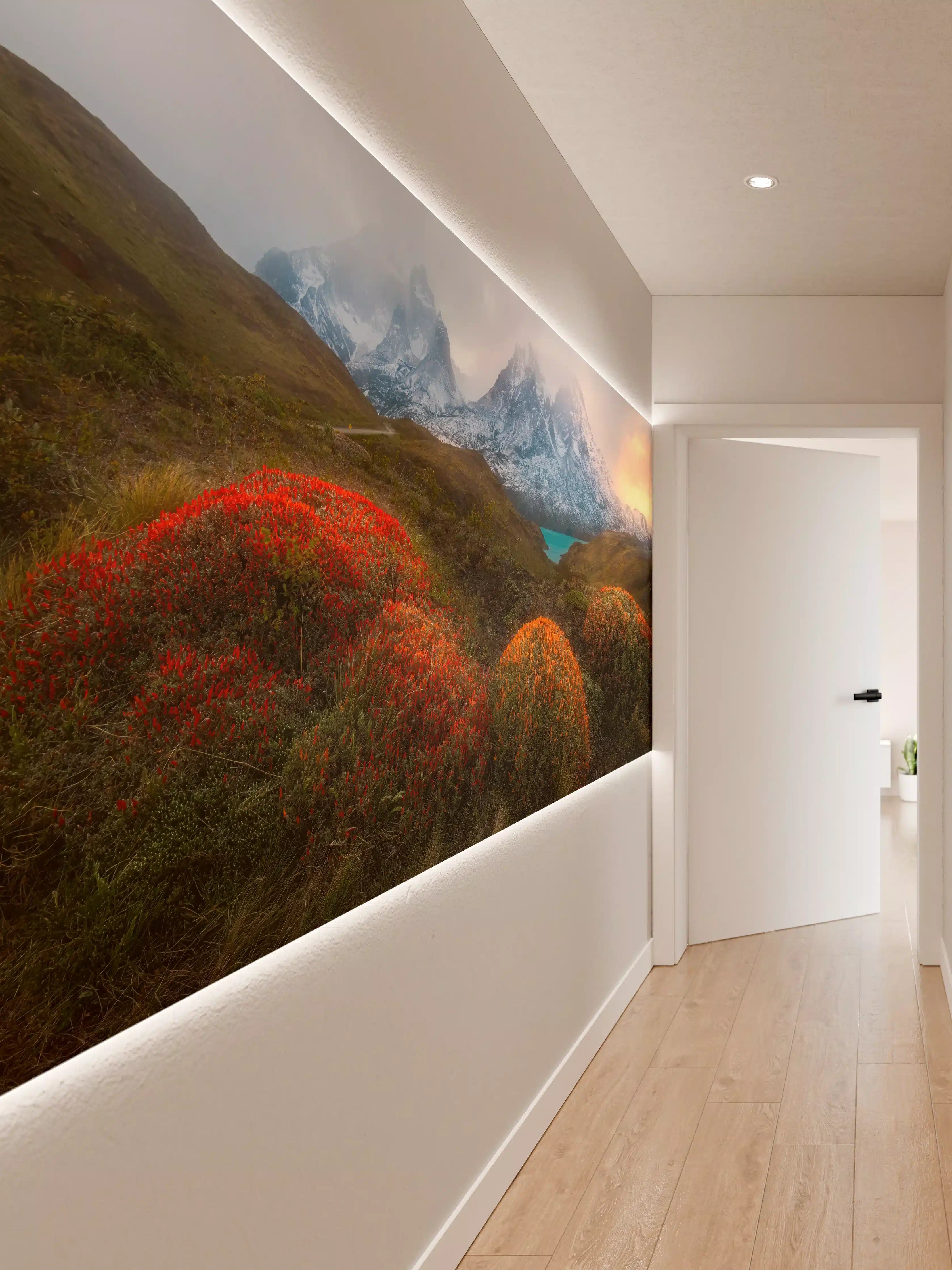 Wandverkleidung Flur - Atemberaubende Berglandschaft mit herbstlicher Vegetation