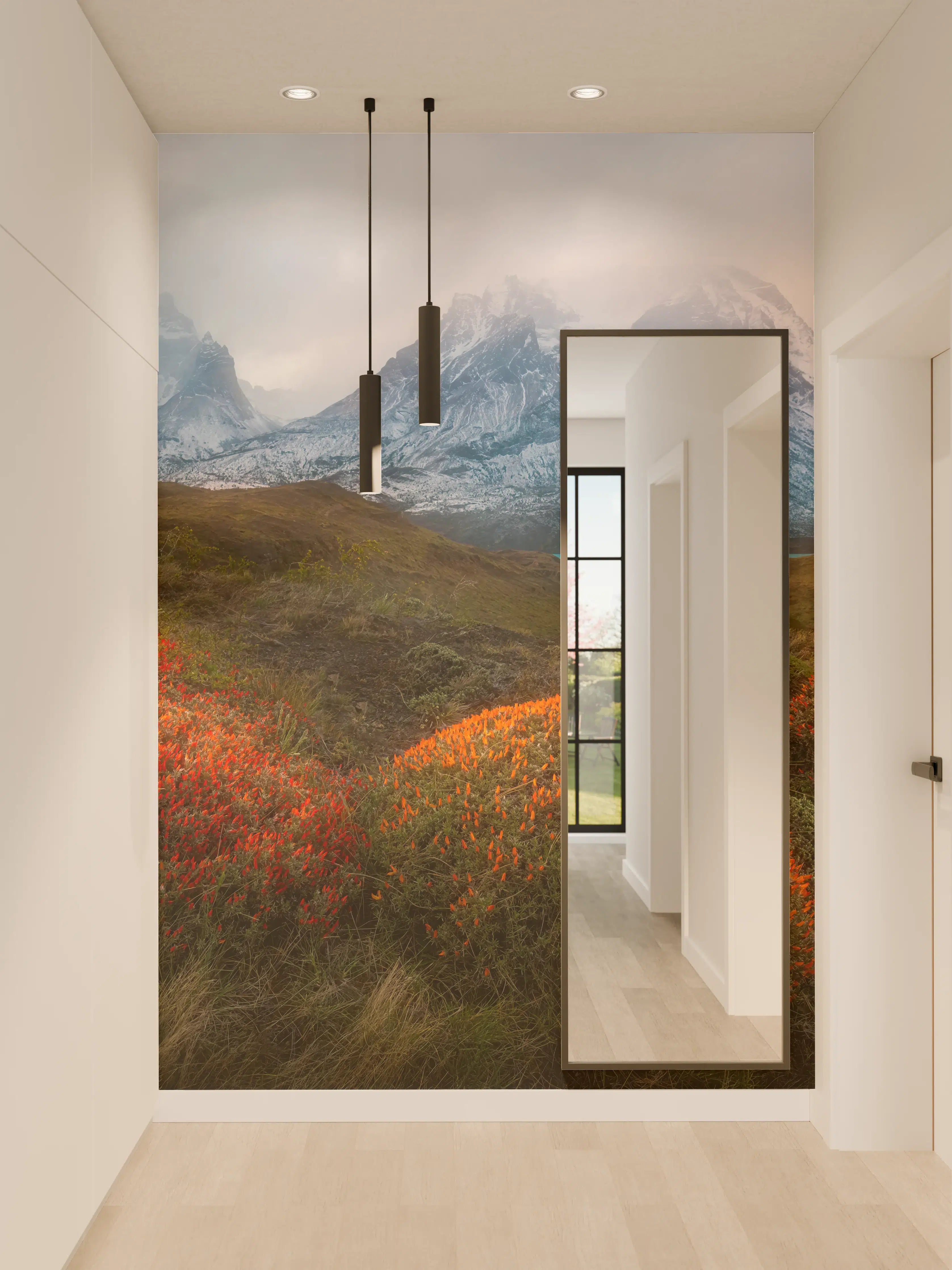 Wandverkleidung Flur - Atemberaubende Berglandschaft mit herbstlicher Vegetation