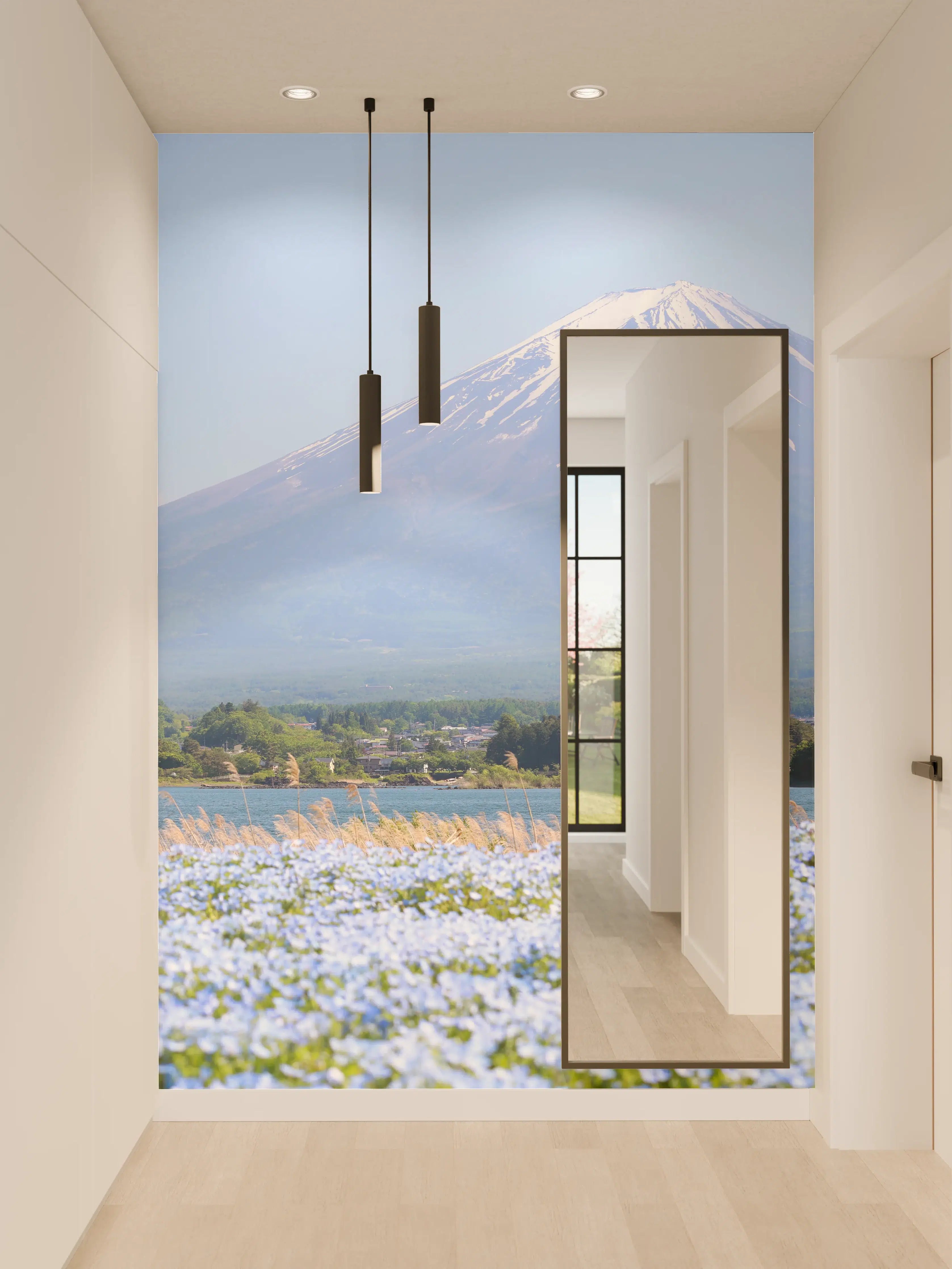 Wandverkleidung Flur - Atemberaubender Ausblick auf den Mount Fuji