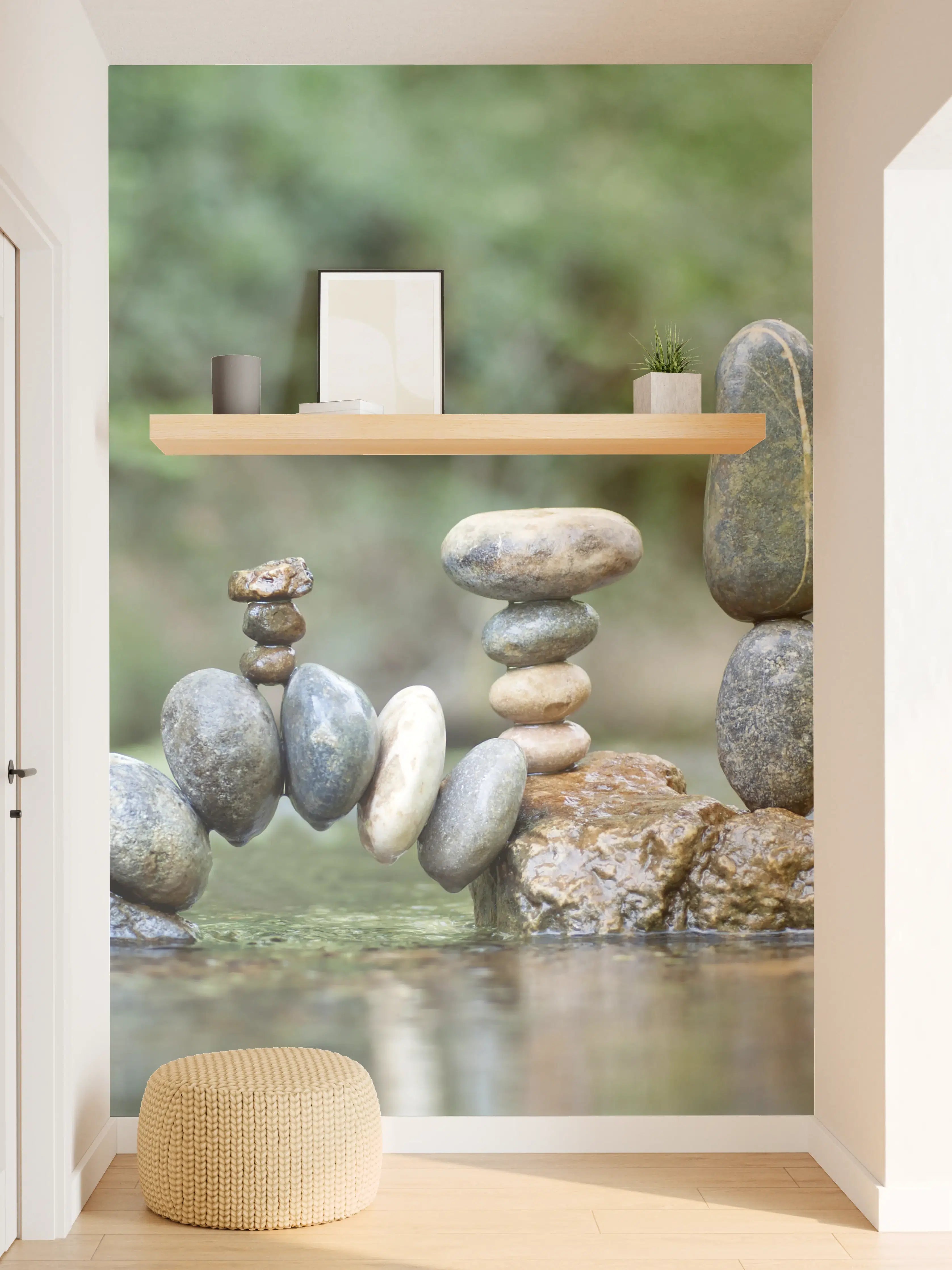 Wandverkleidung Flur - Ausgeglichenes Steine-Muster am Wasser