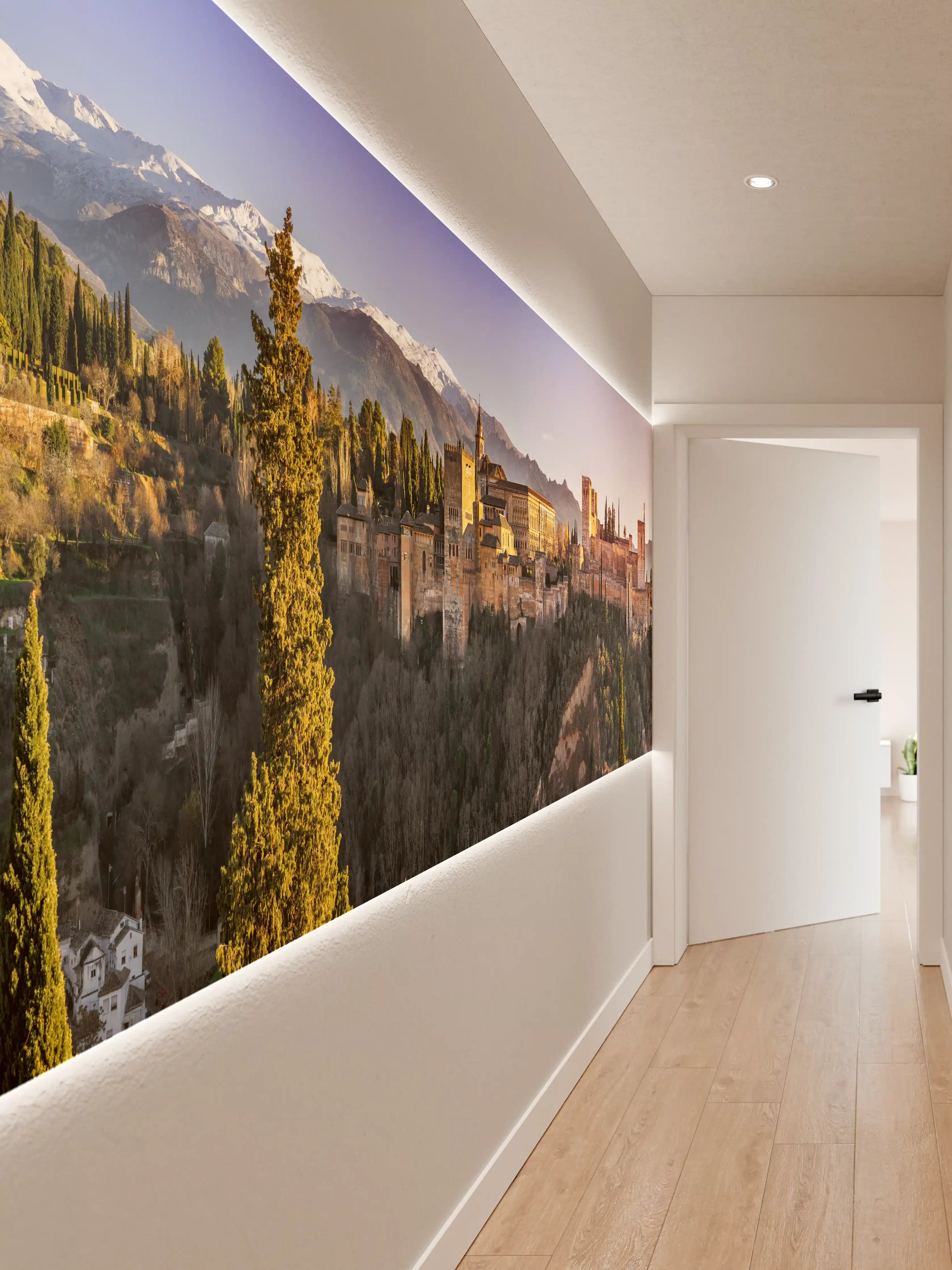 Wandverkleidung Flur - Aussicht auf Alhambra mit Comares-Turm