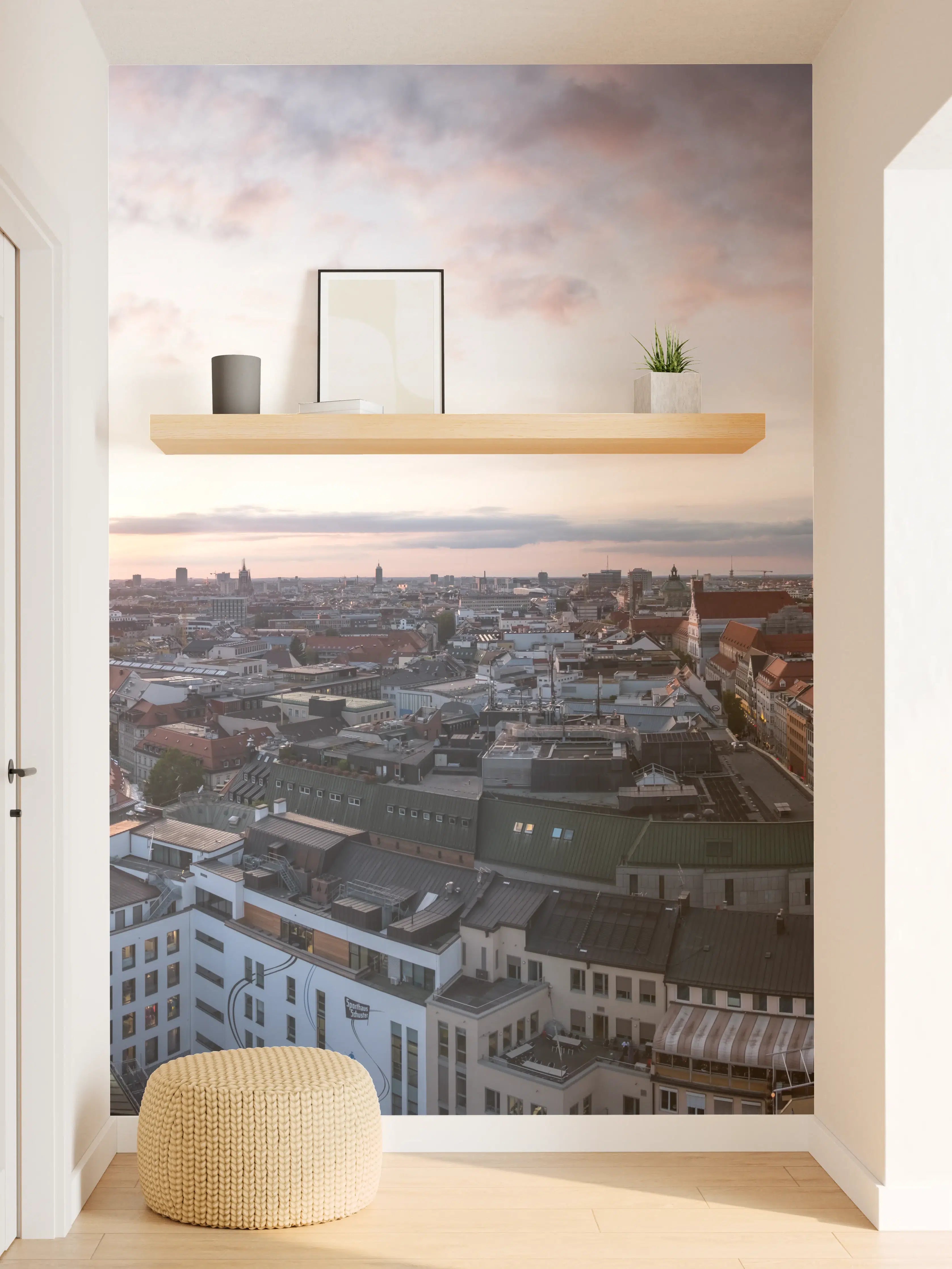 Wandverkleidung Flur - Aussicht über München mit Frauenkirche und Rathaus