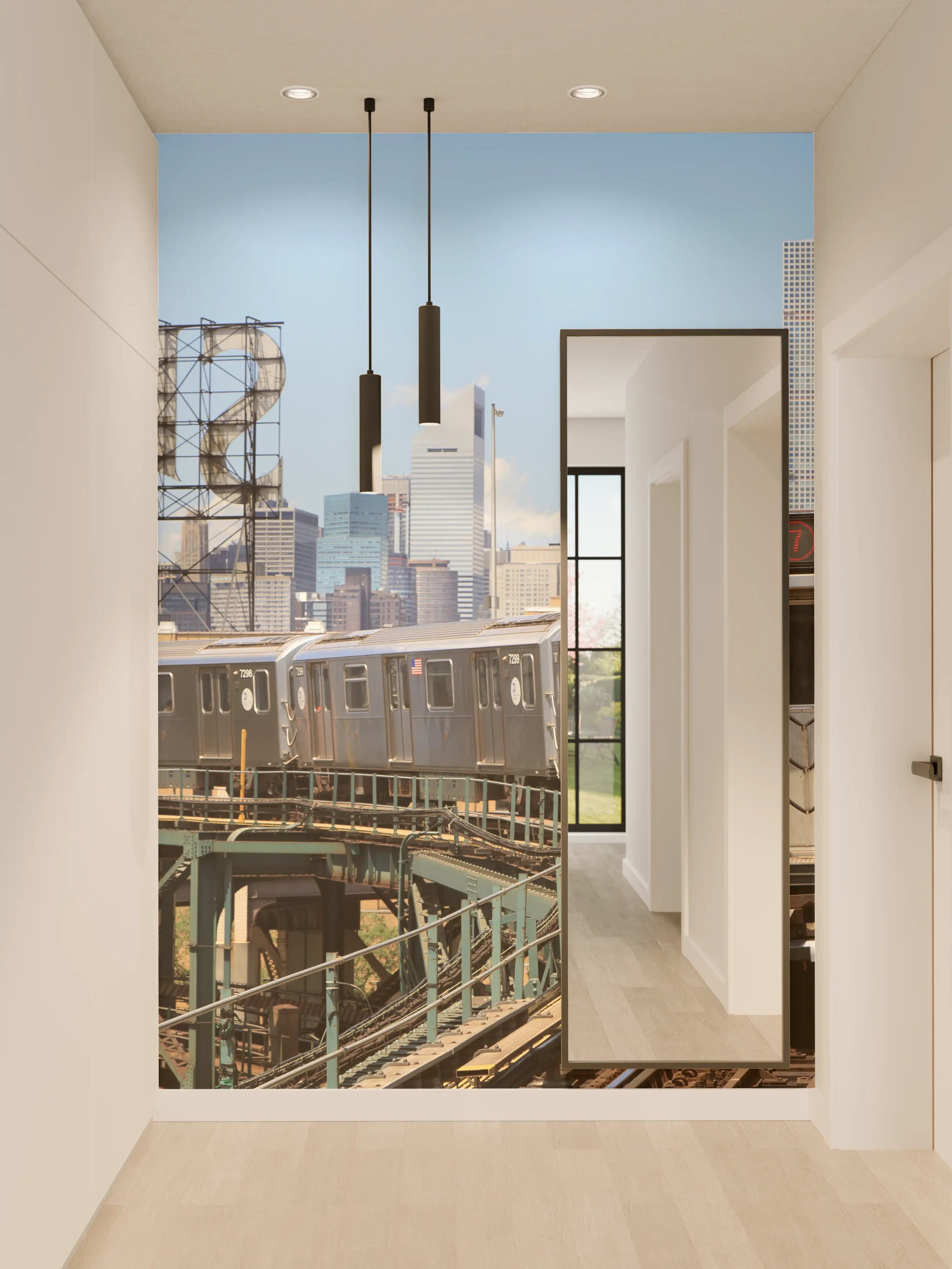 Wandverkleidung Flur - Bahnhof in Downtown mit U-Bahn