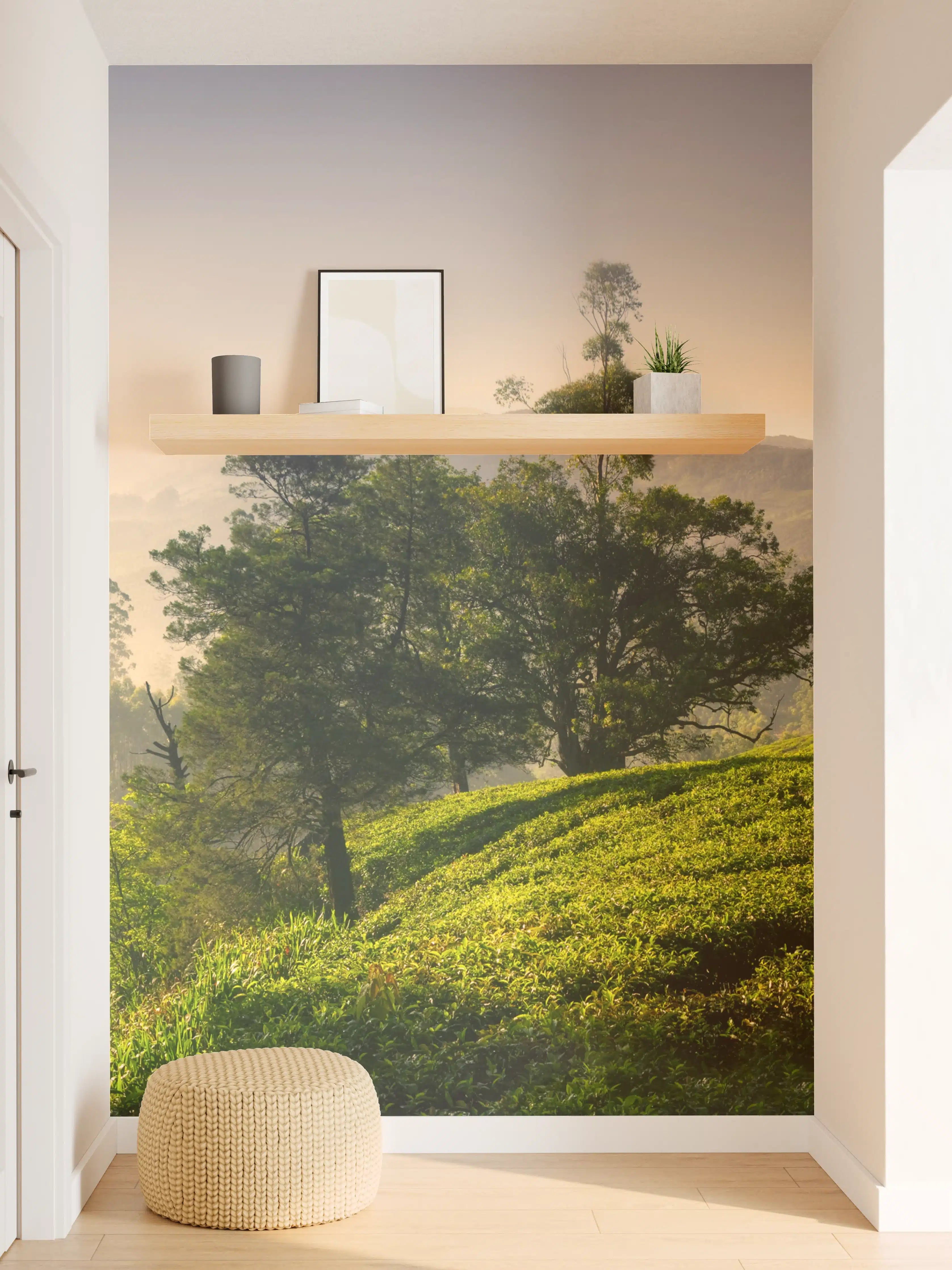 Wandverkleidung Flur - Beeindruckende Berg- und Teelandschaft bei Sonnenaufgang