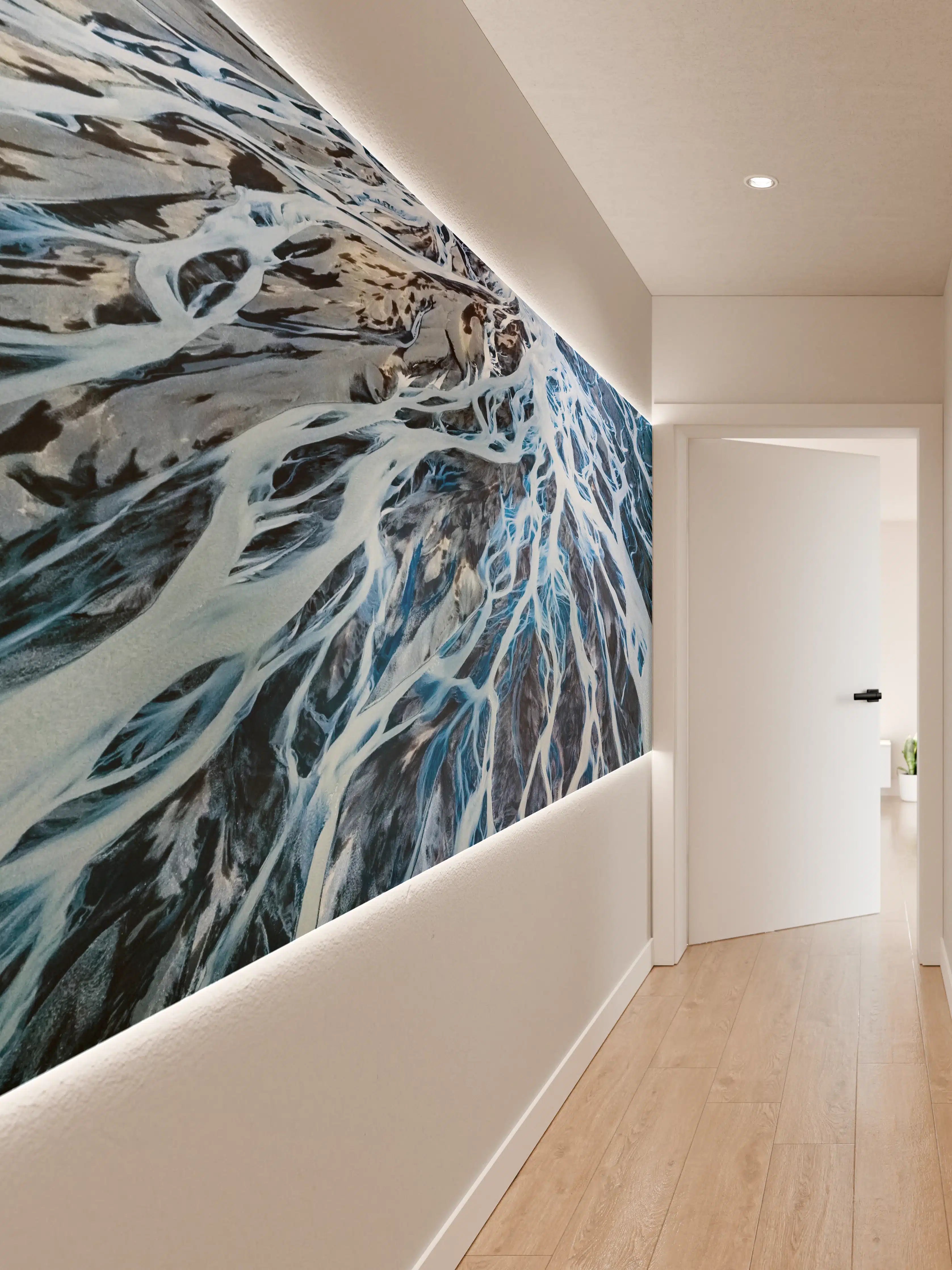Wandverkleidung Flur - Beeindruckende Meereswellen mit schimmernden Struktur