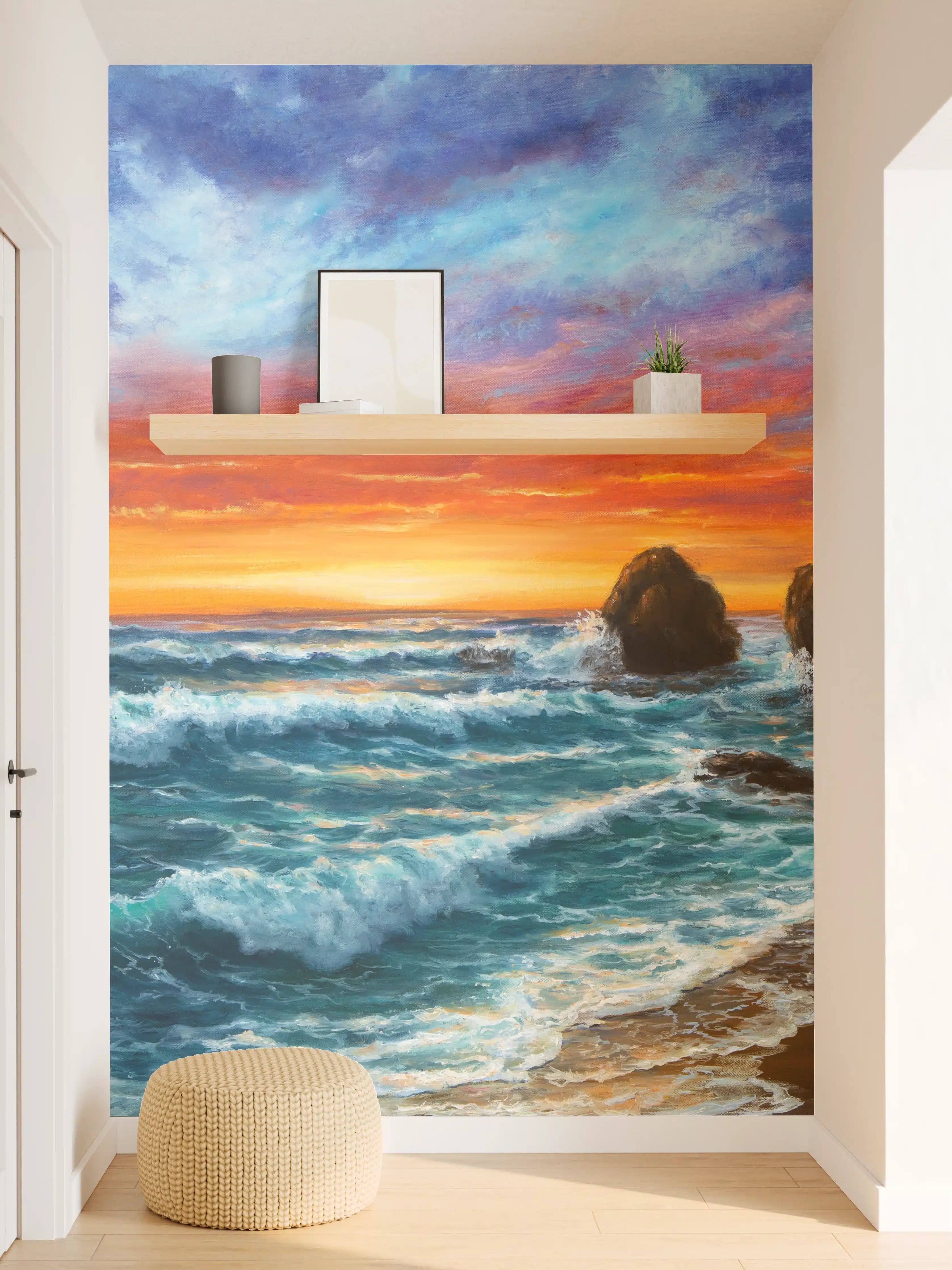 Wandverkleidung Flur - Beeindruckender Sonnenuntergang am Meer