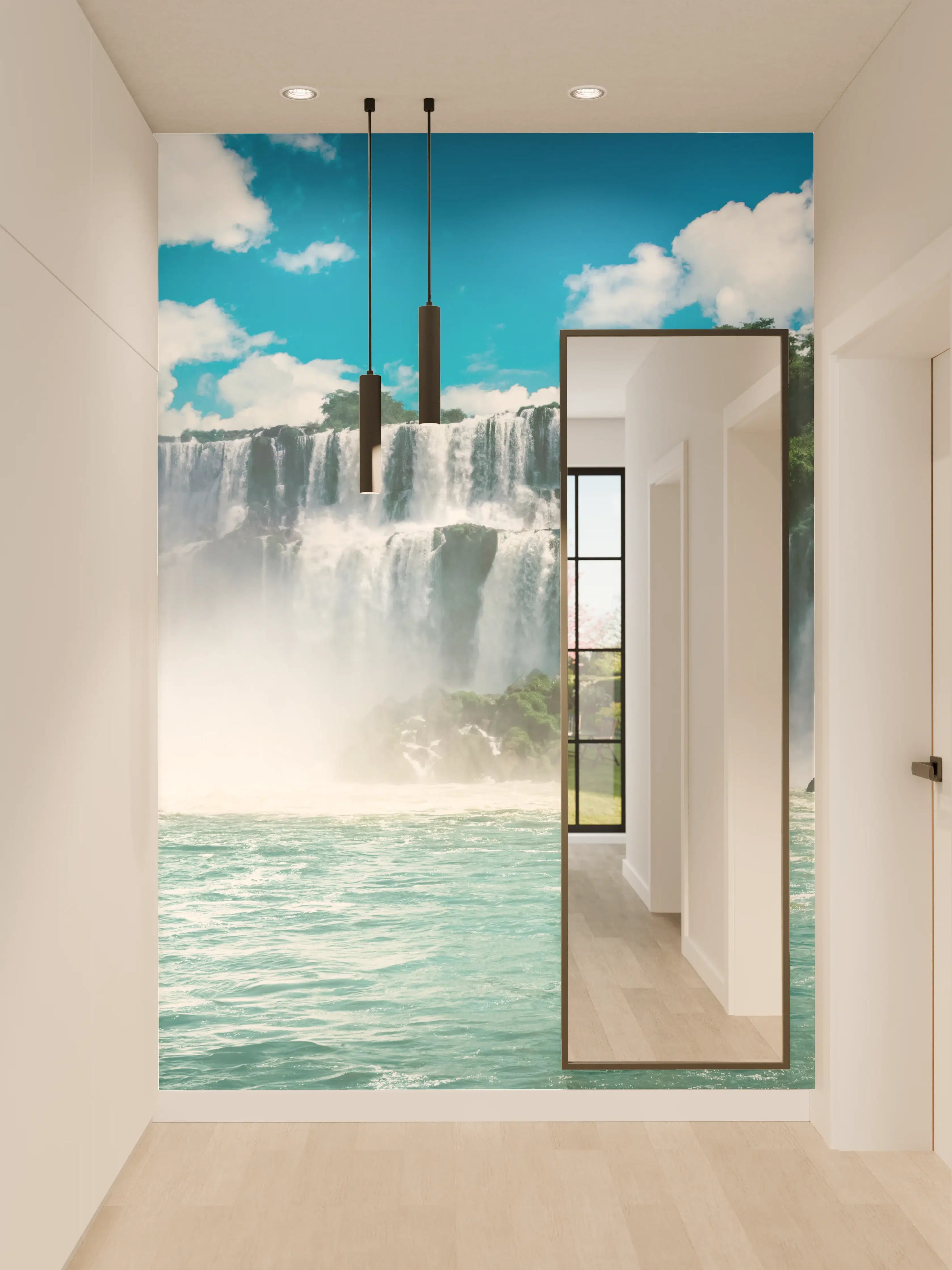 Wandverkleidung Flur - Beeindruckender Wasserfall Nature Scene