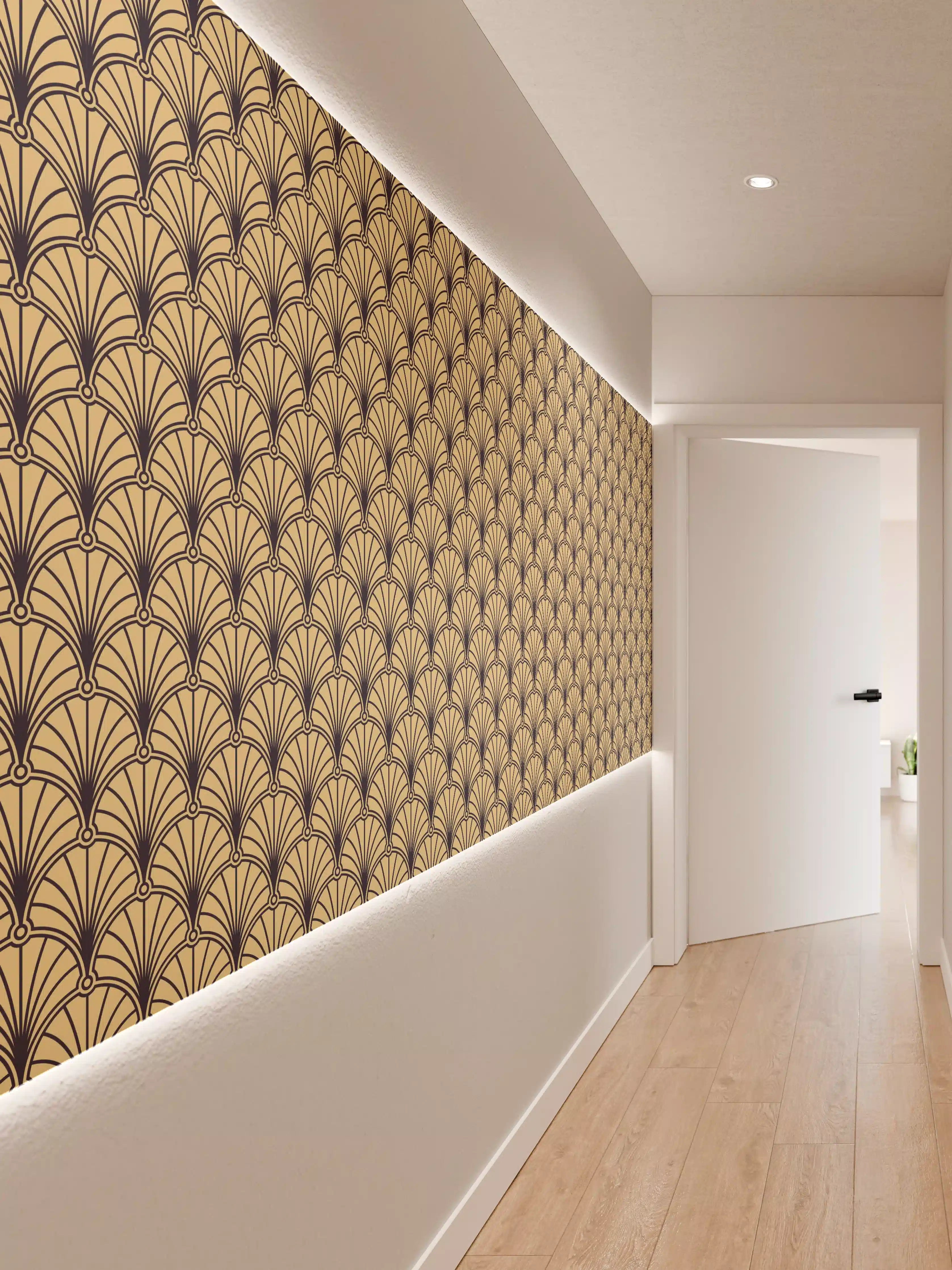 Wandverkleidung Flur - Beige Braune Webstruktur