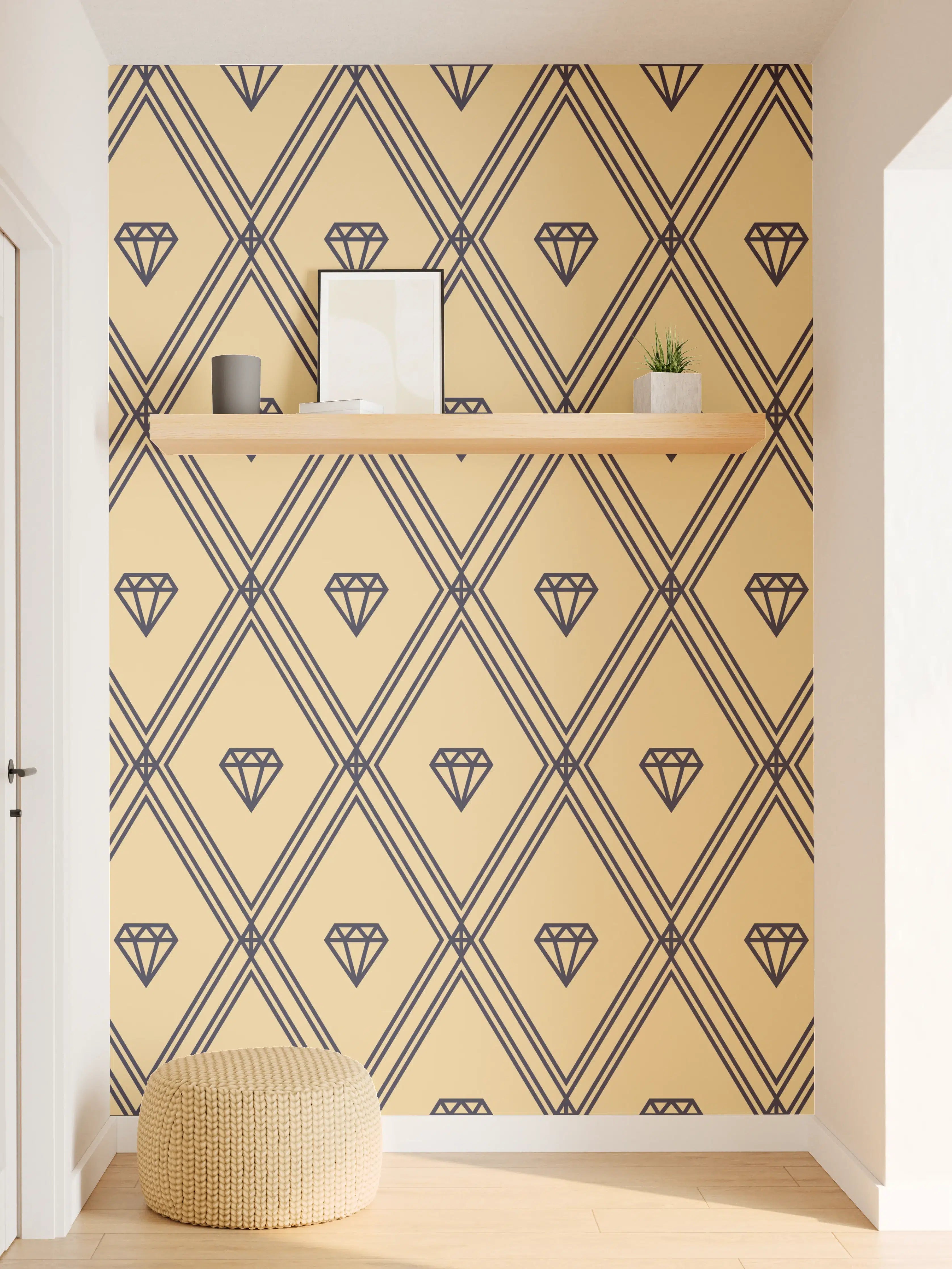 Wandverkleidung Flur - Beige-Gelbes Grafik-Muster