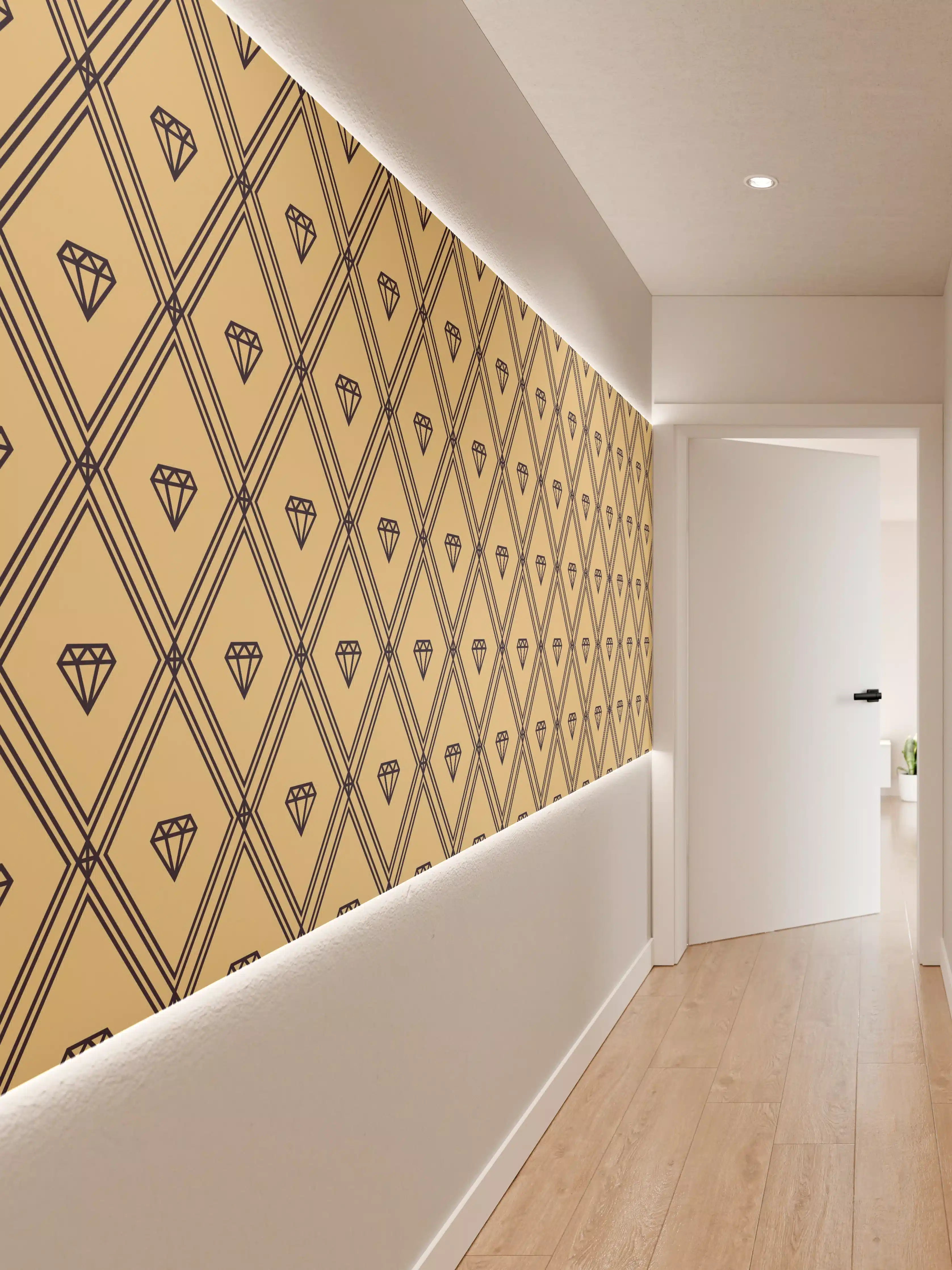 Wandverkleidung Flur - Beige-Gelbes Grafik-Muster