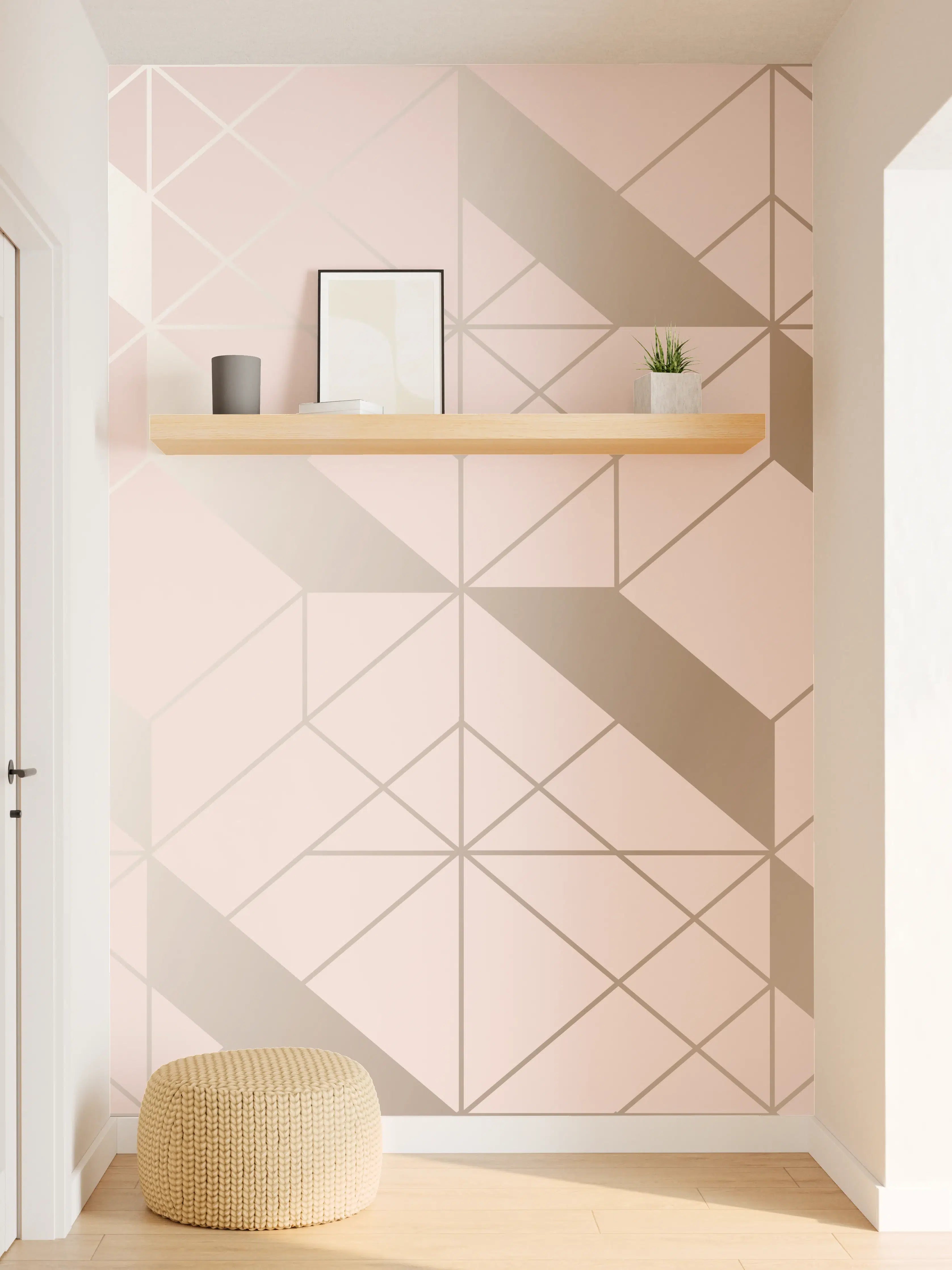 Wandverkleidung Flur - Beige Geometrie-Muster Tapete