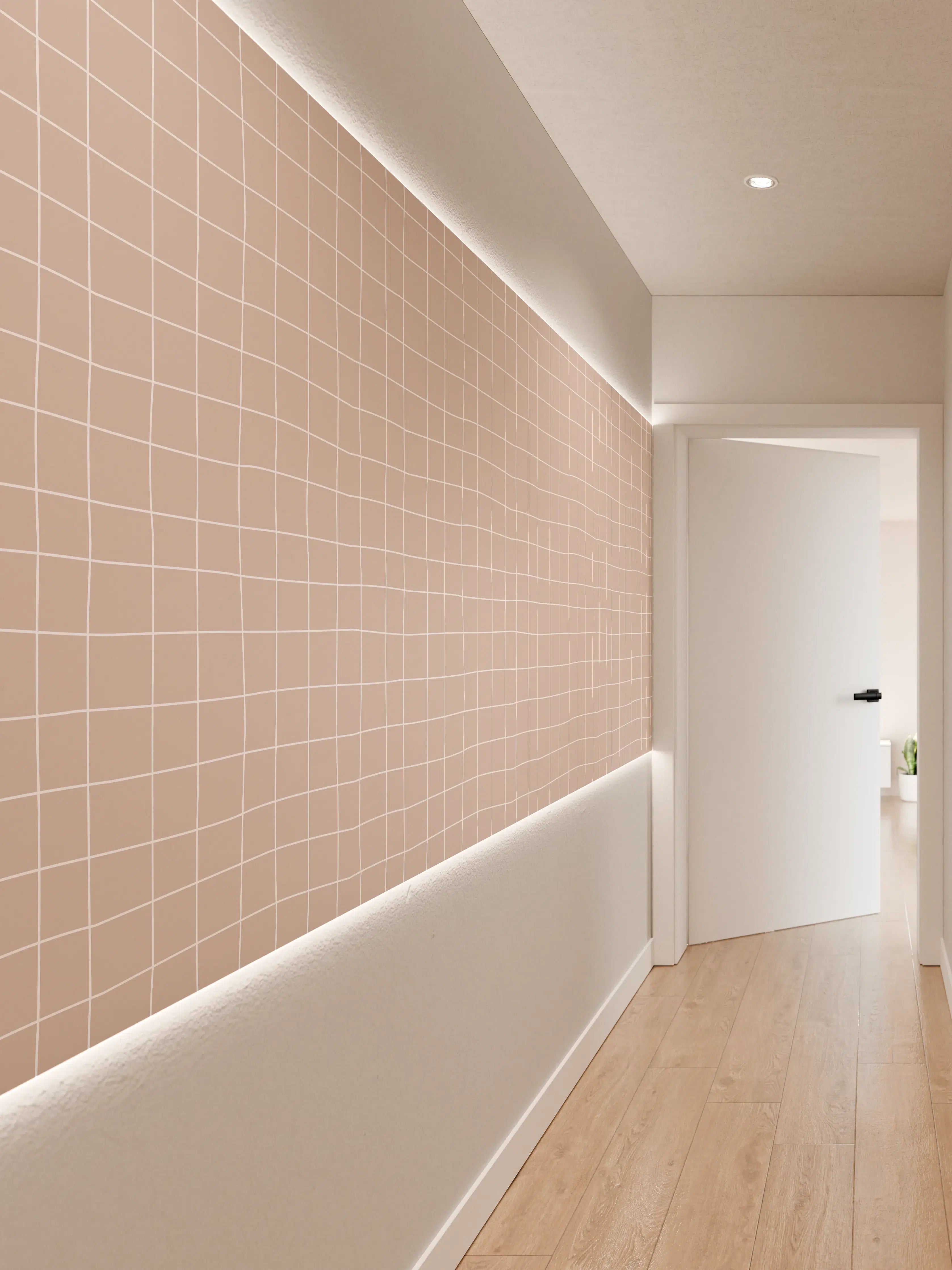 Wandverkleidung Flur - Beige Gittermuster Hintergrund